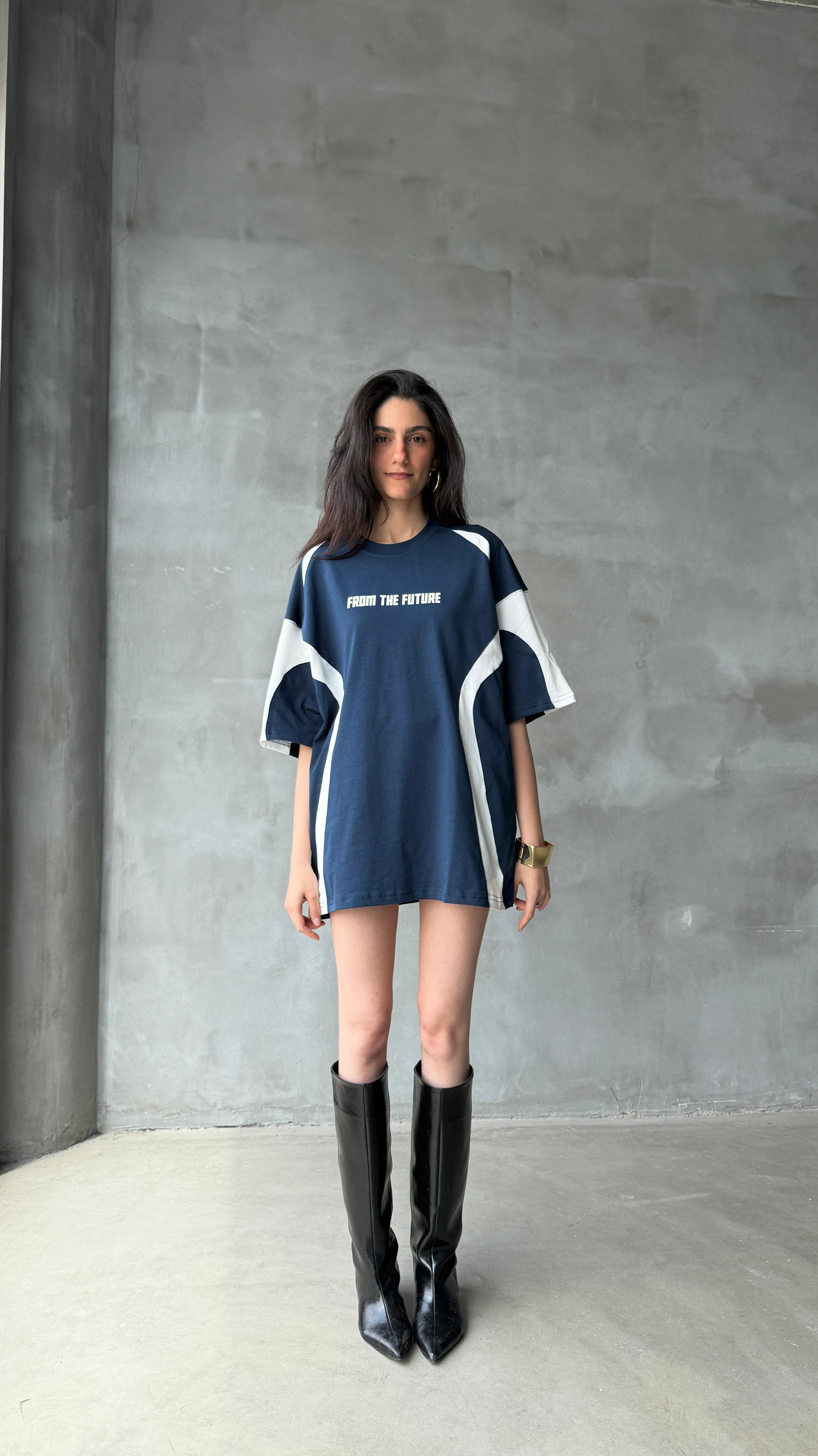 From The Future Lacivert Oversize Tişört 