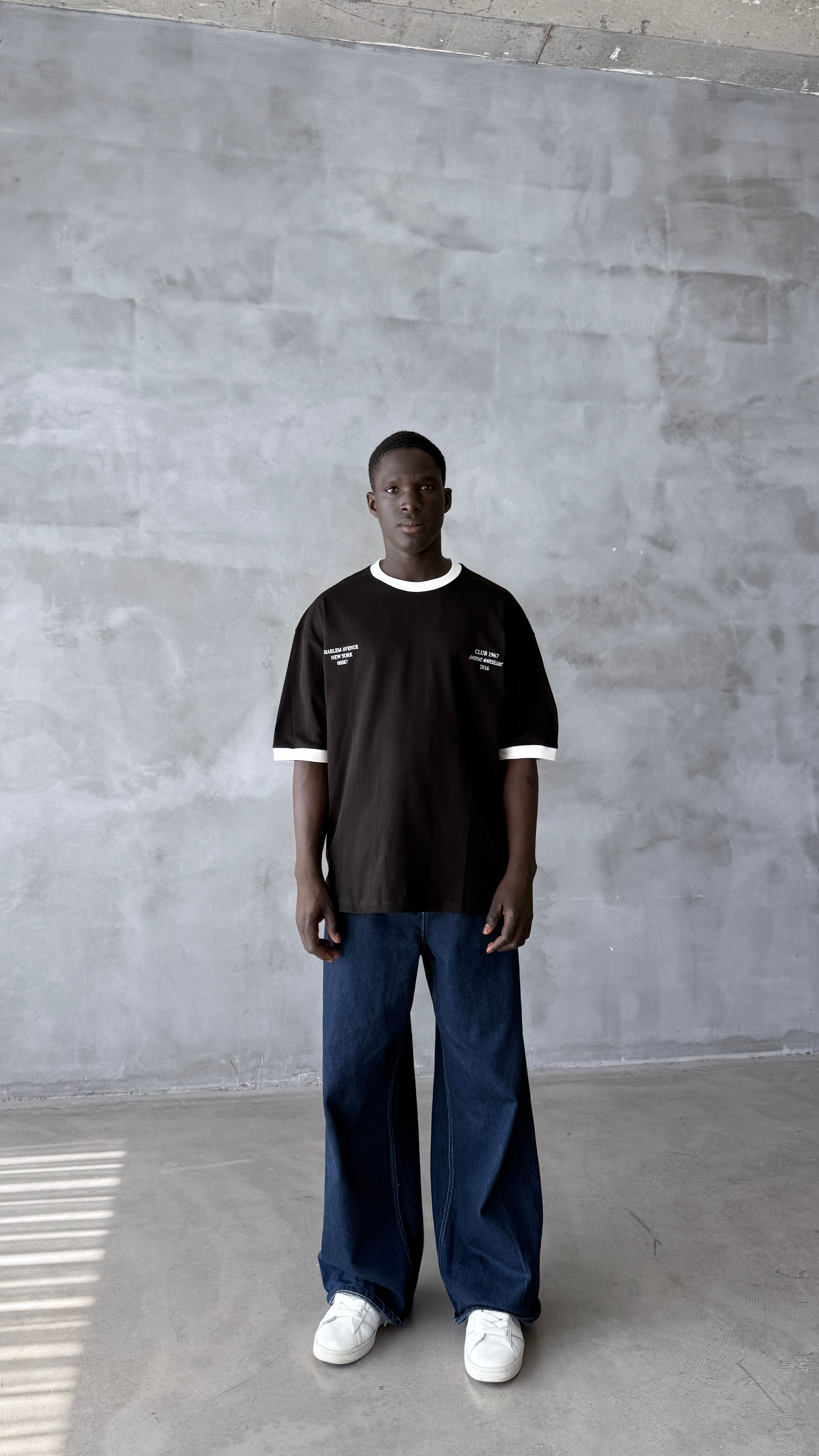 Siyah Harlem Oversize Tişört 