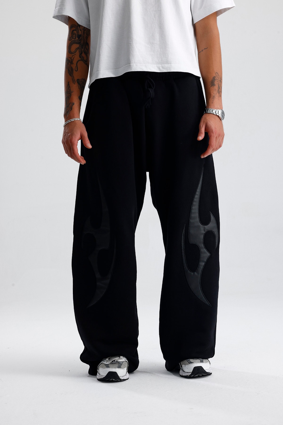 Double Tribal Deri Detay Premium Baggy Sweatpant 