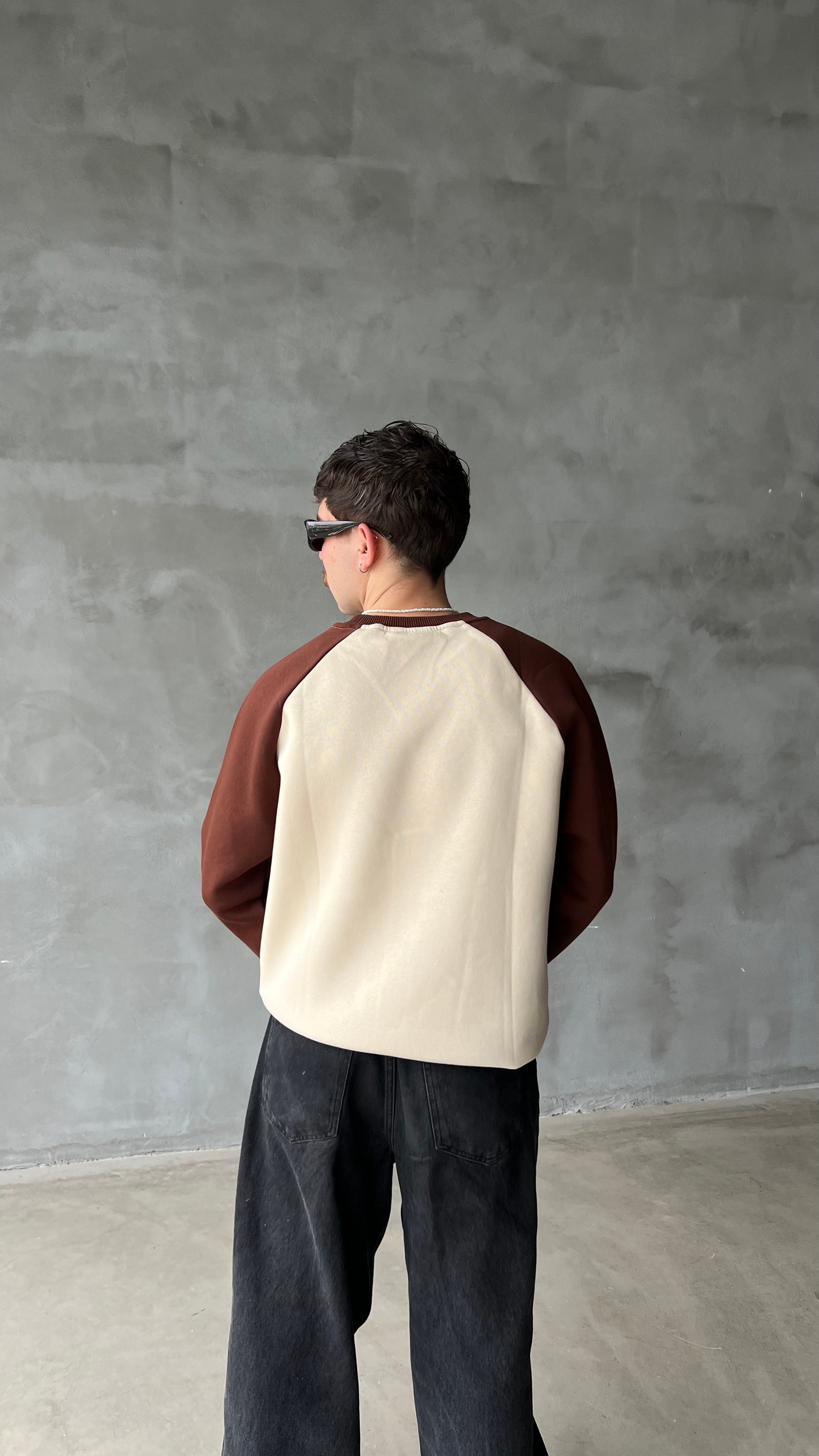 Kahve Reglan Kol Oversize Sweatshirt 