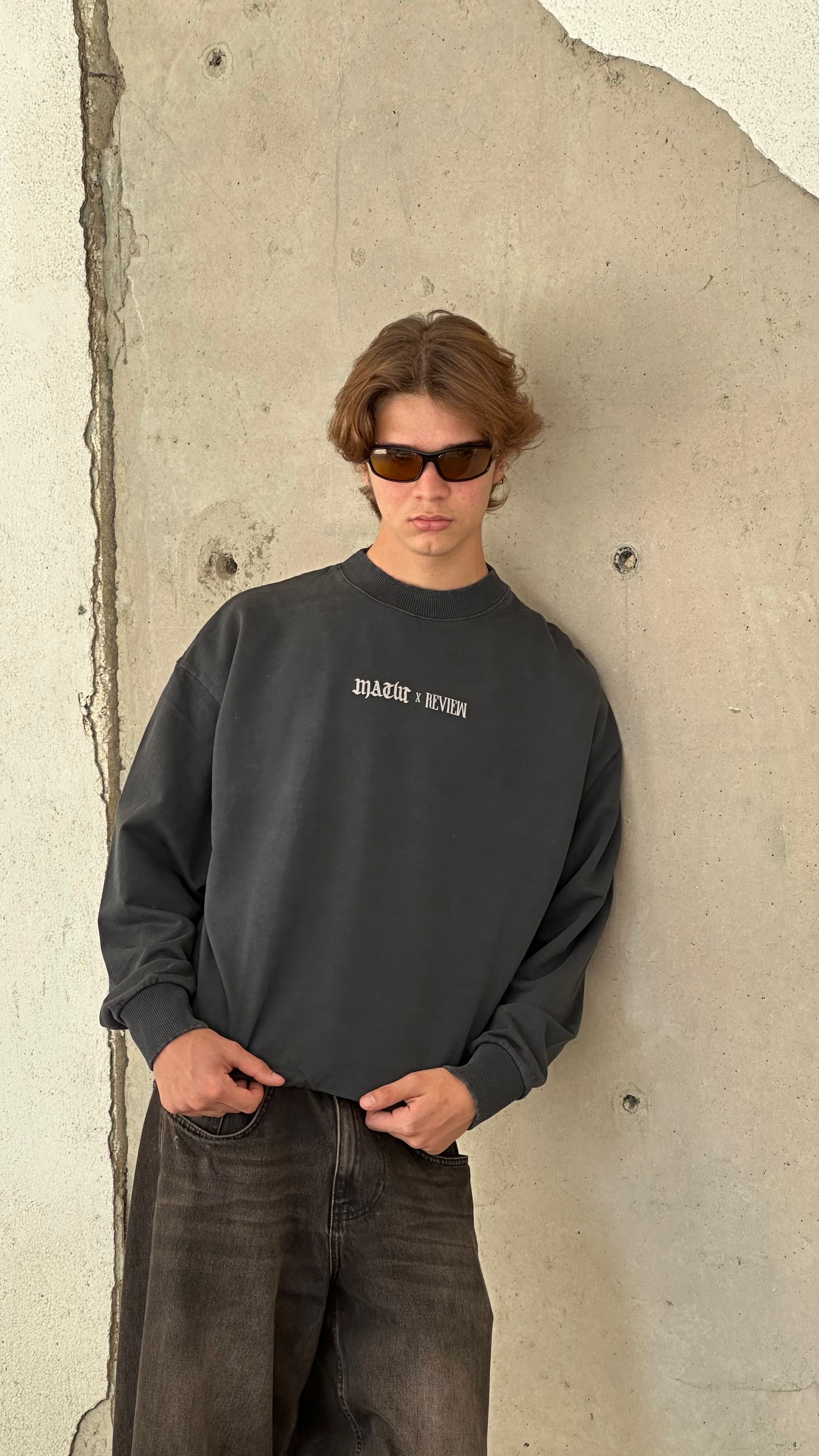 RW Acid Wash Back Printed Oversize Sweatshirt