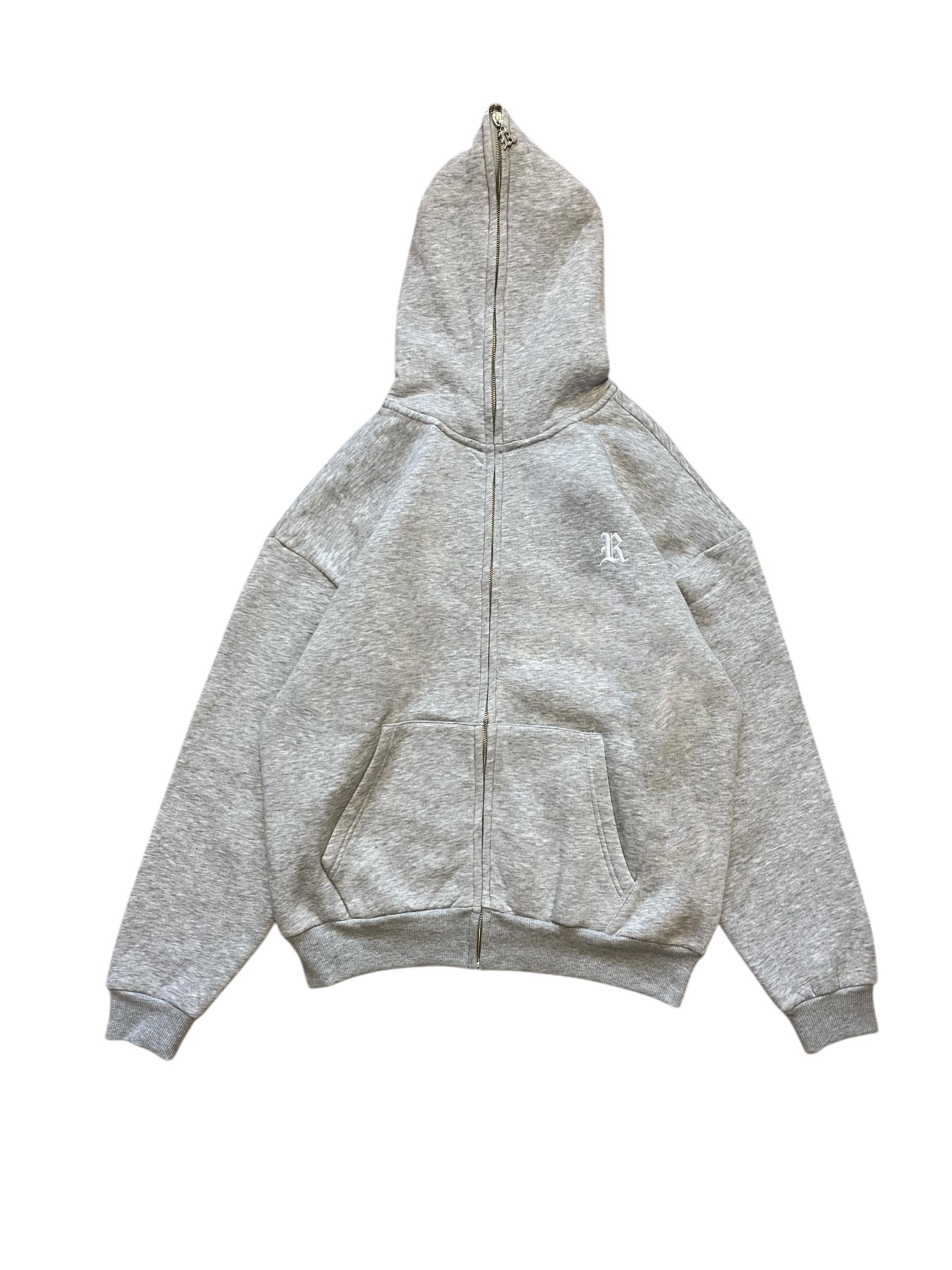 RW Grey 1 Nakış İşlemeli Oversize Zipper Hoodie