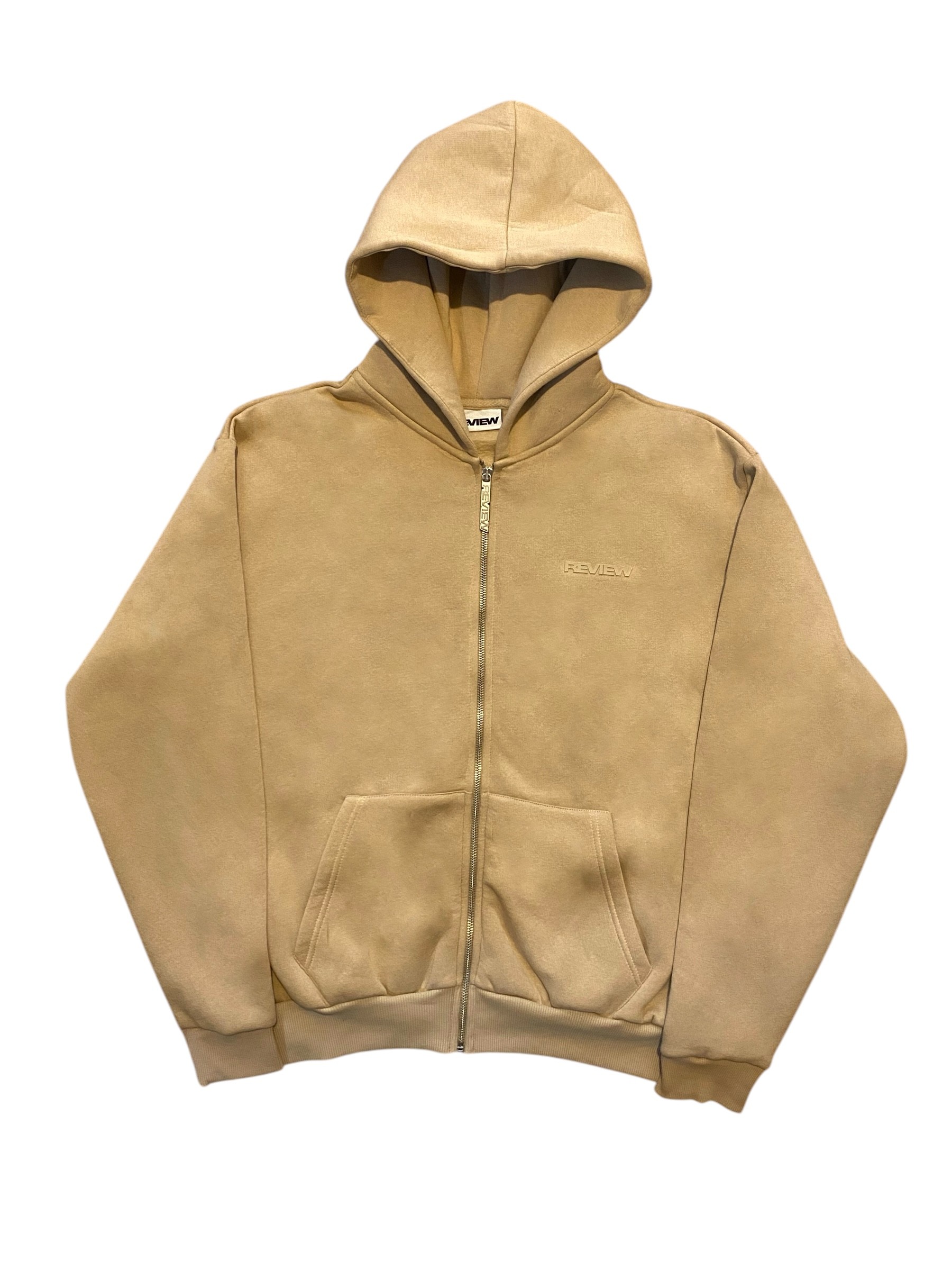 RW Bej Basic Oversize Zipper Hoodie