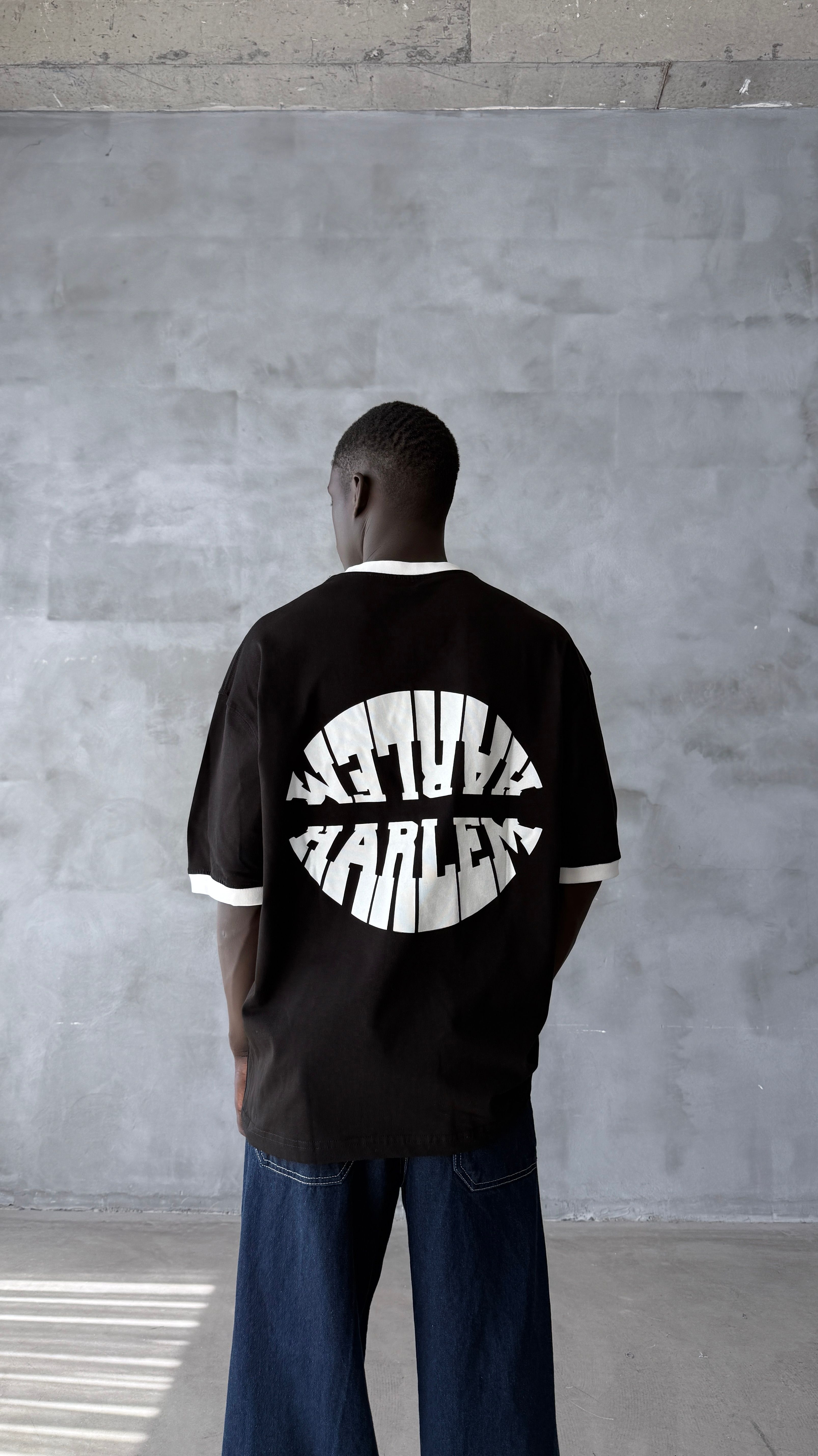 Siyah Harlem Oversize Tişört 