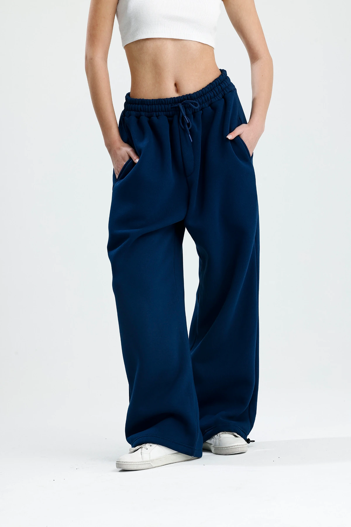 İndigo Basic Kışlık Kumaş Paçası Ayarlanabilir Baggy Eşofman