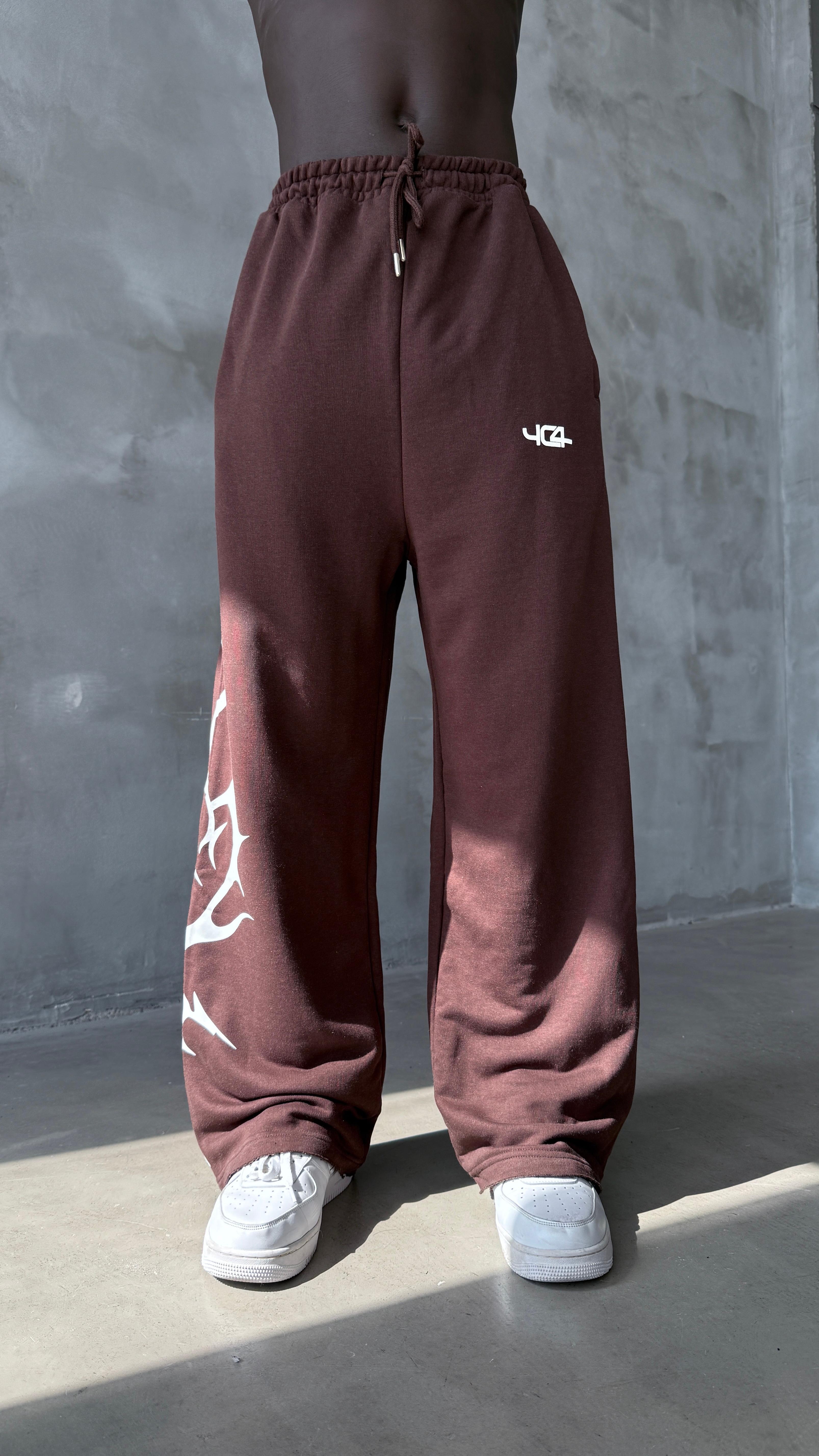 Kahve Tribal Baskılı Baggy Eşofman 