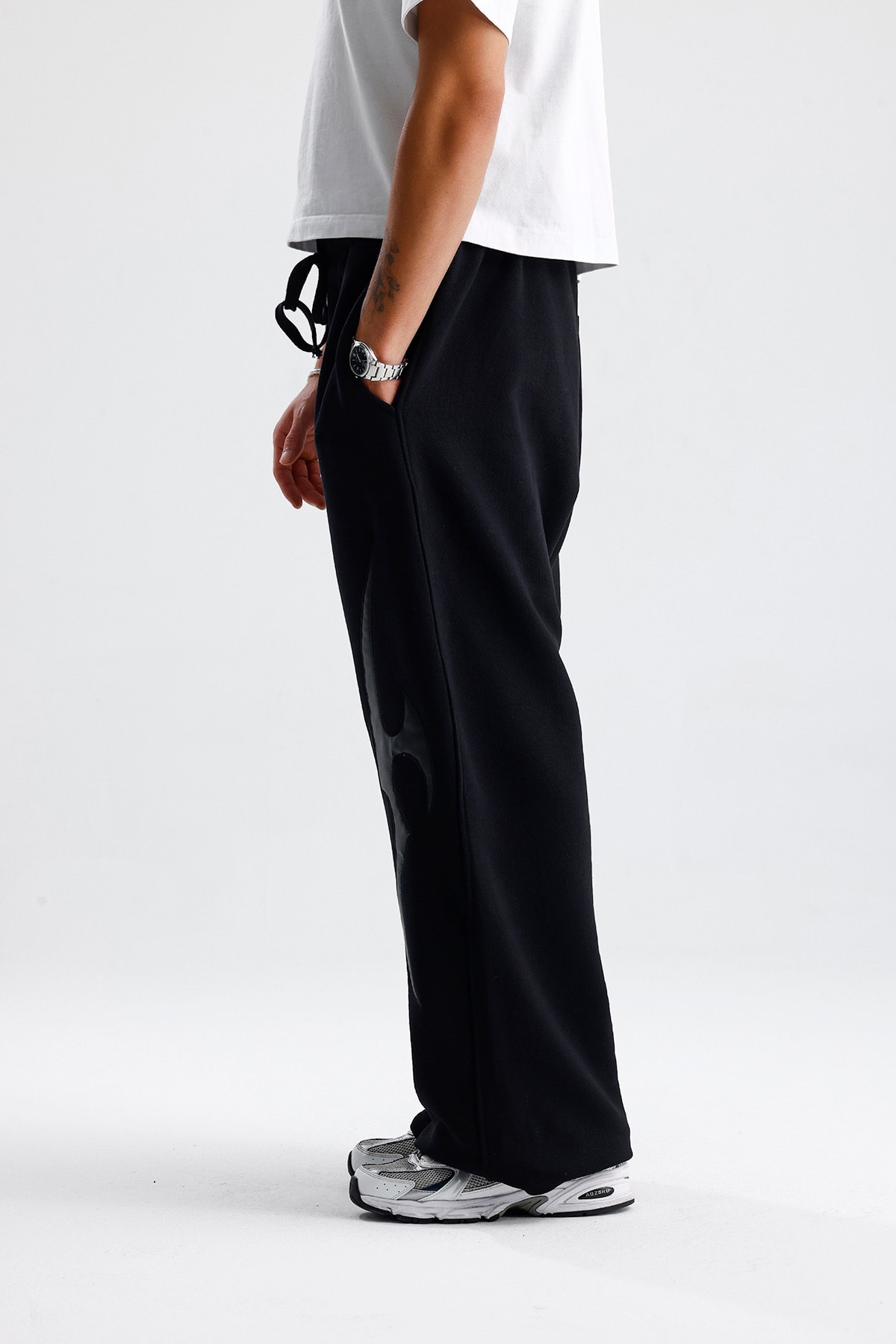 Double Tribal Deri Detay Premium Baggy Sweatpant 