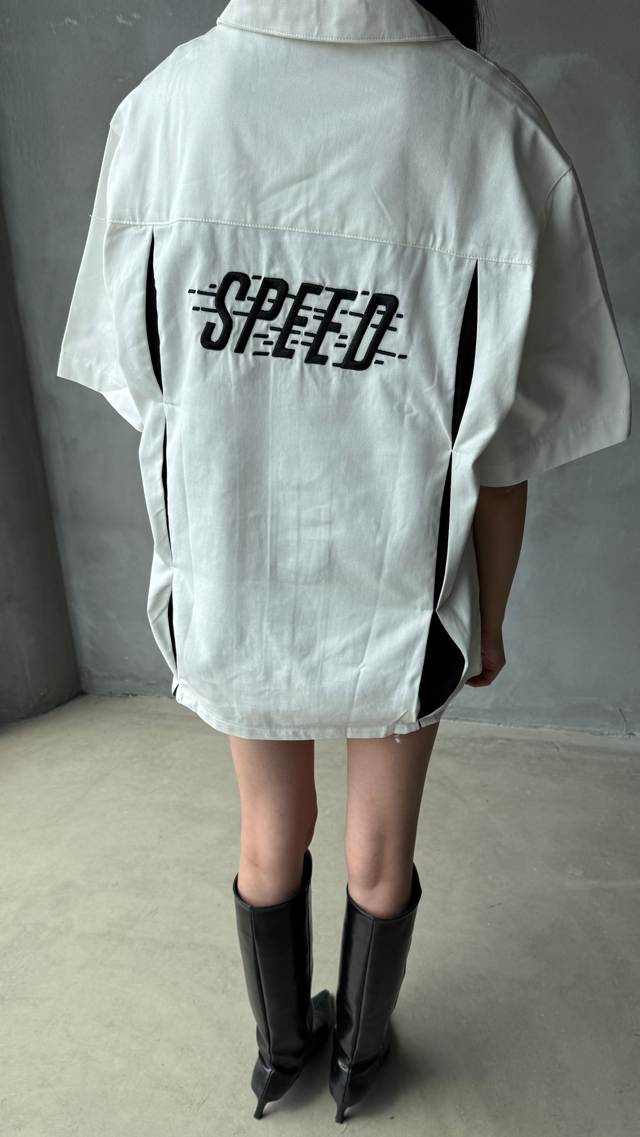 Beyaz Racing Club Premium Oversize Kot Gömlek