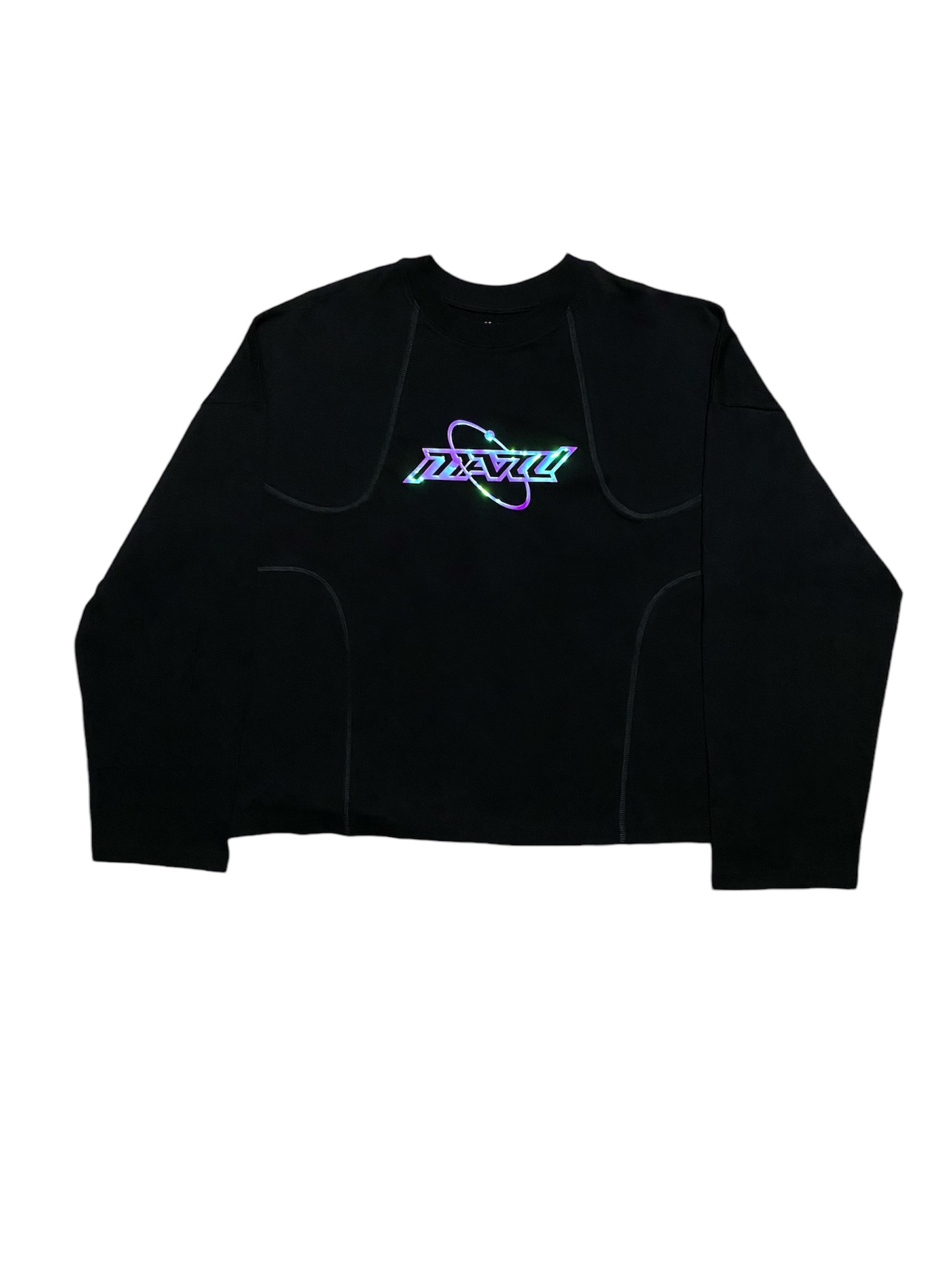 RW Dirty Stitch Hologram Baskı Cropped Fit Sweatshirt 