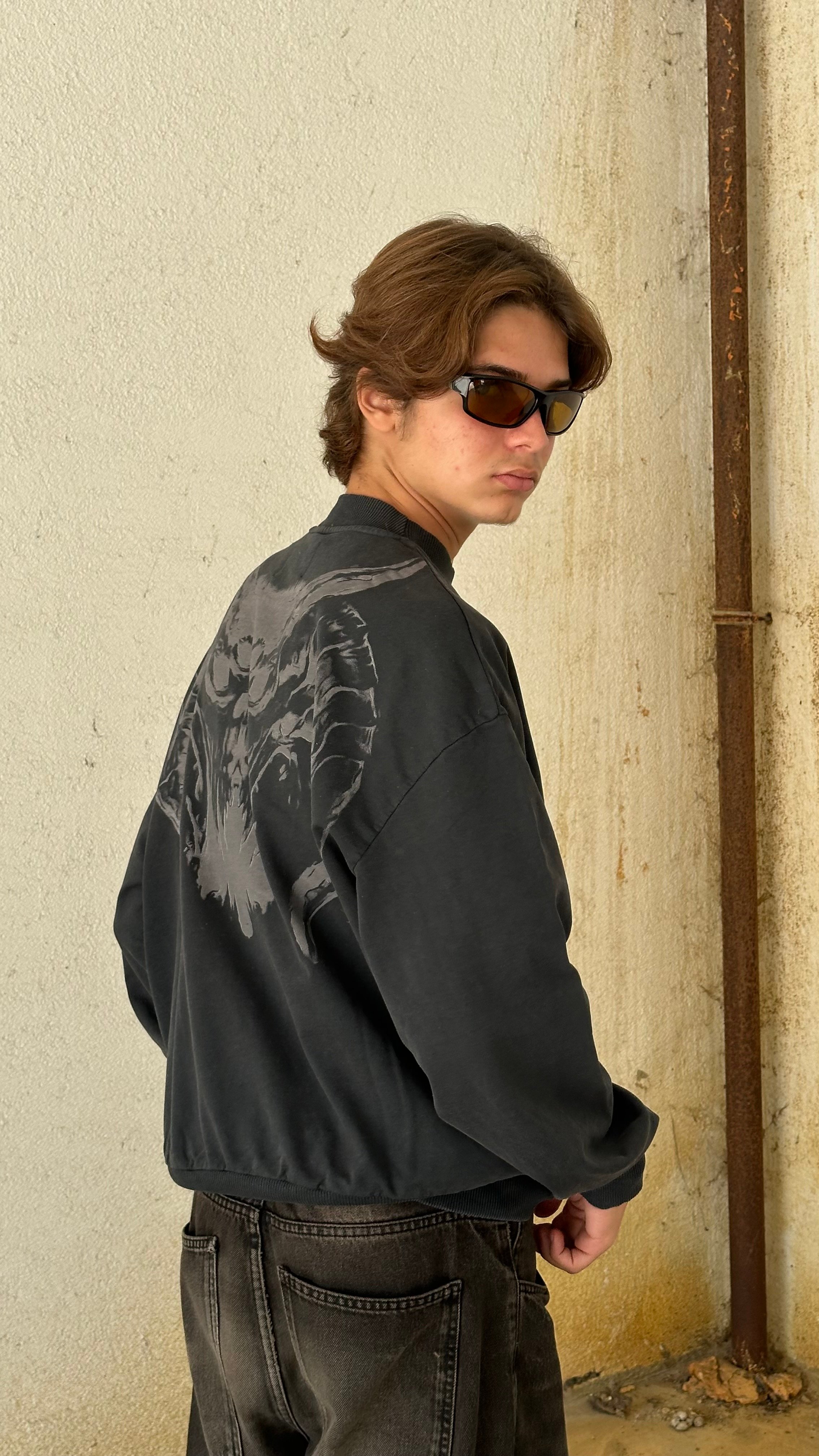RW Acid Wash Back Printed Oversize Sweatshirt