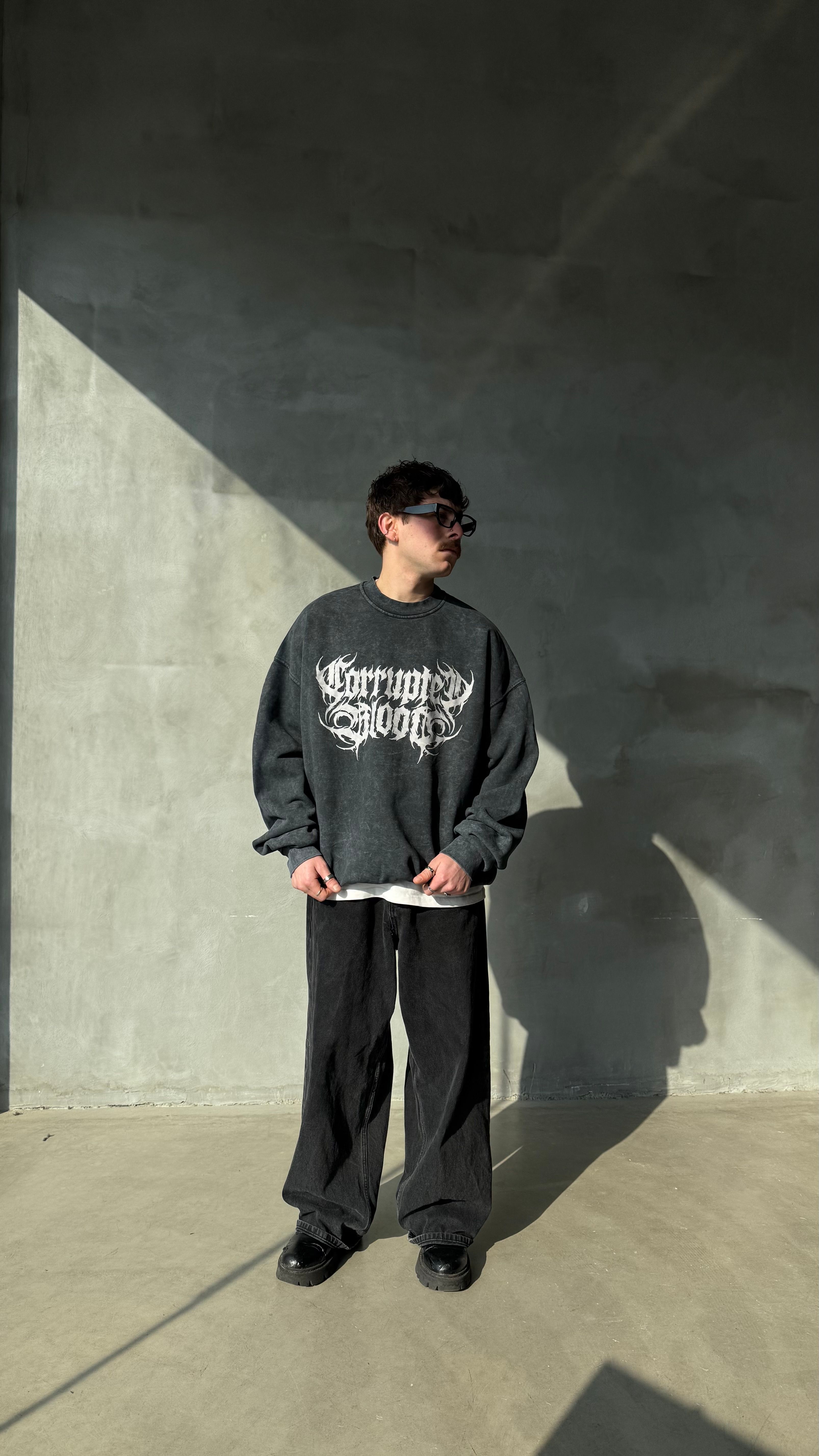 Blood Asit Yıkamalı Premium Oversize Sweatshirt 