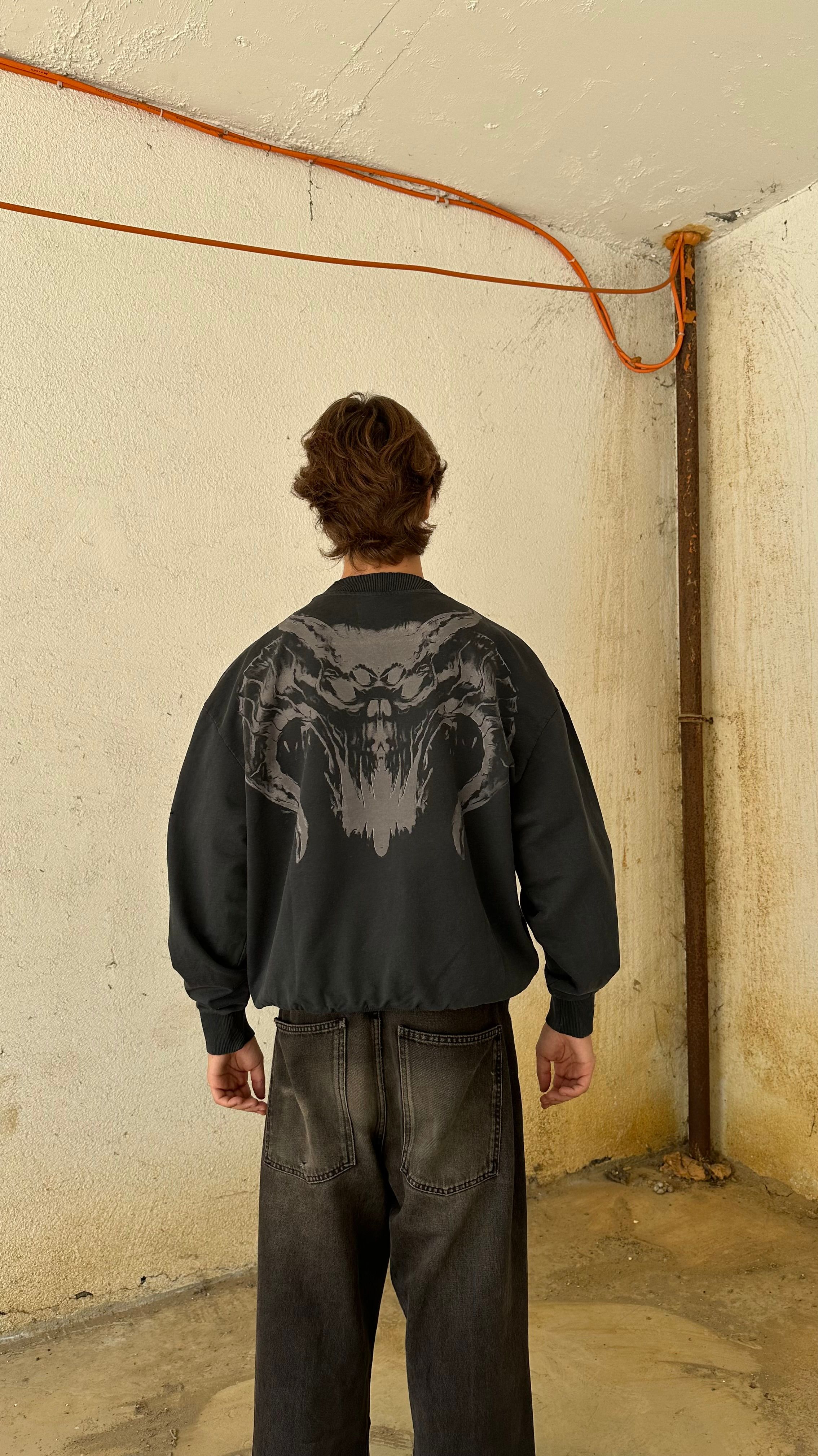 RW Acid Wash Back Printed Oversize Sweatshirt