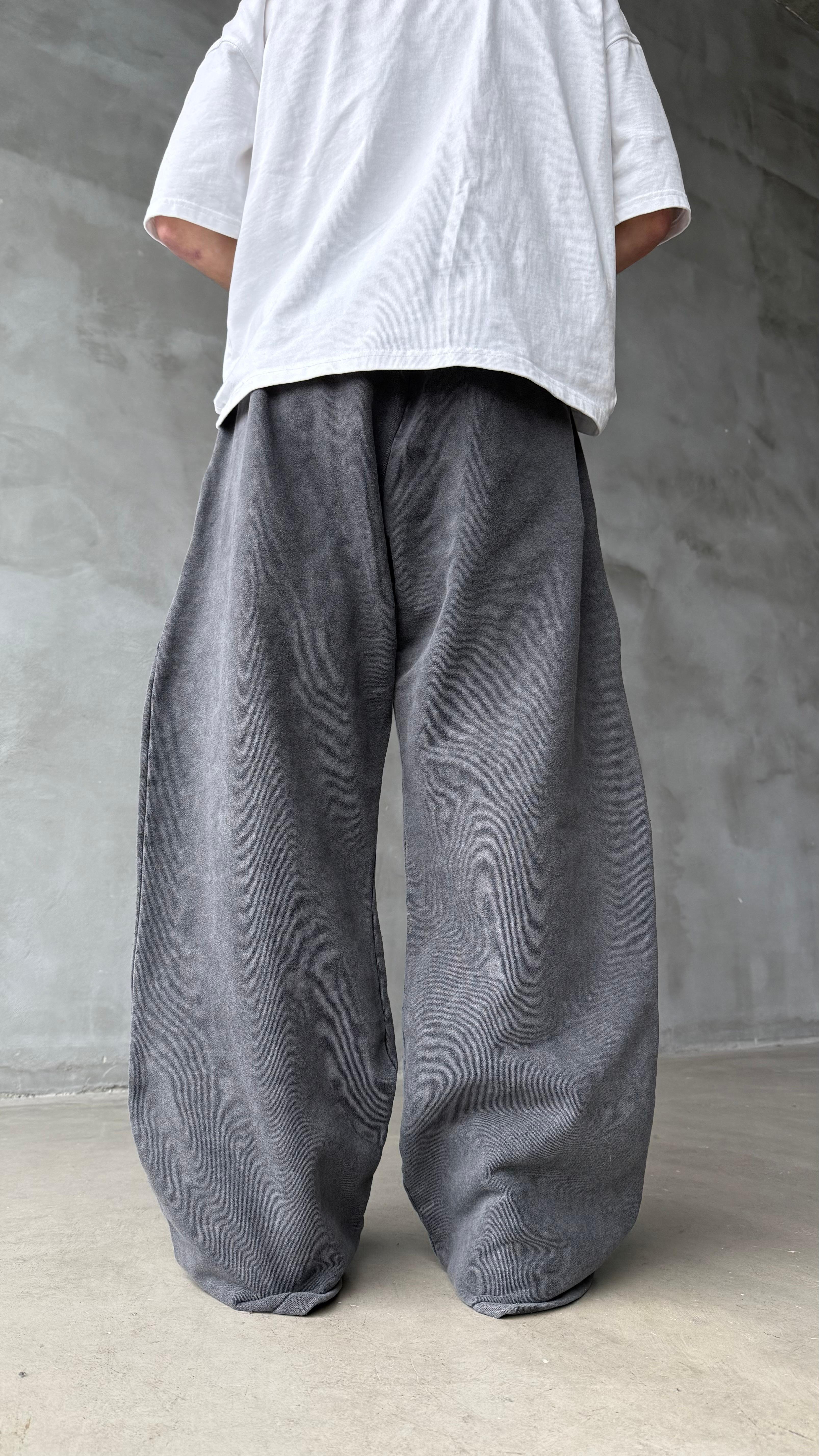 Three Lines Koyu Antrasit Yıkamalı Premium Baggy Sweatpant