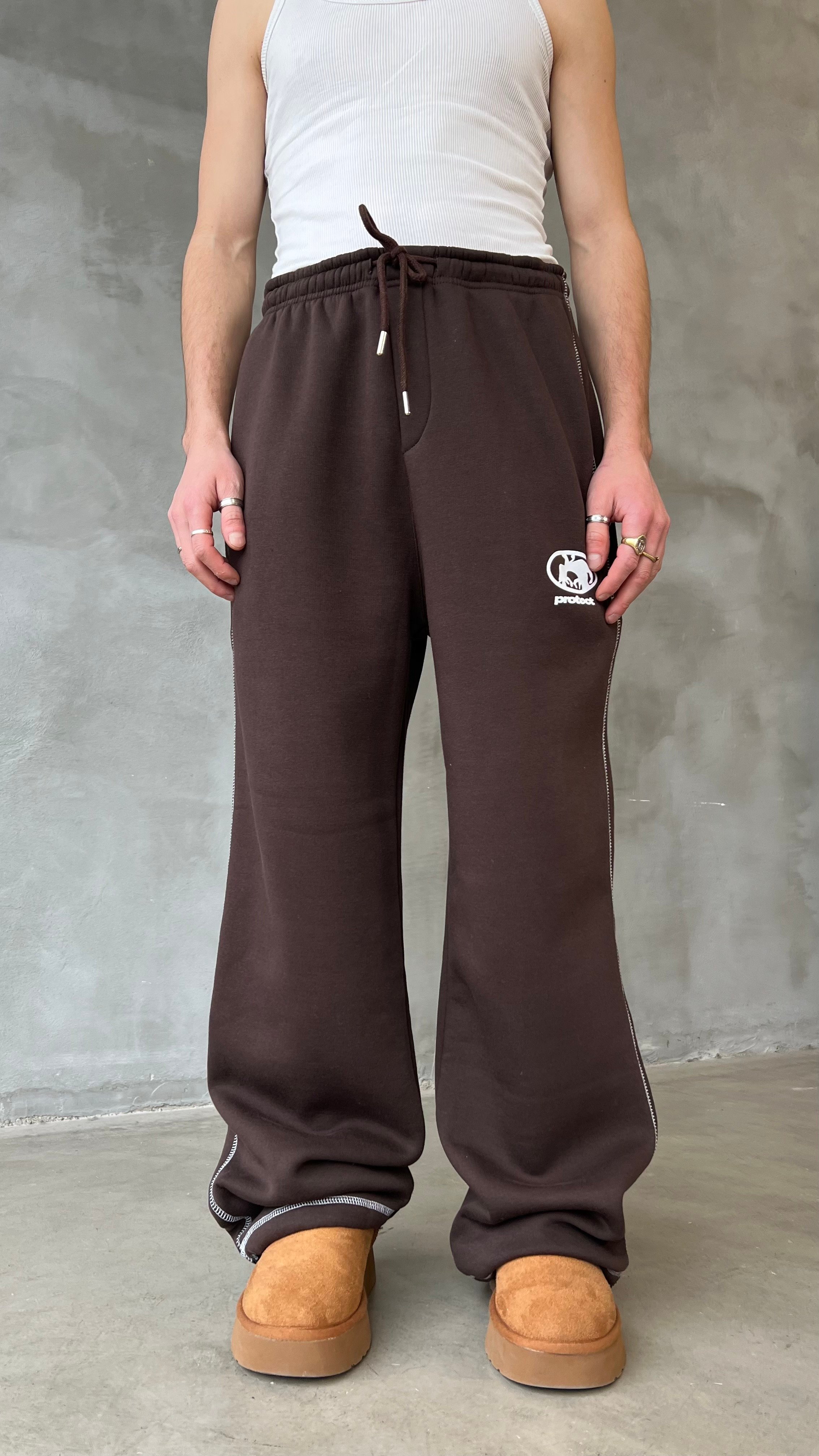 Kahve Karyoka Detay Paçası Ayarlanabilir Baggy Sweat Pant