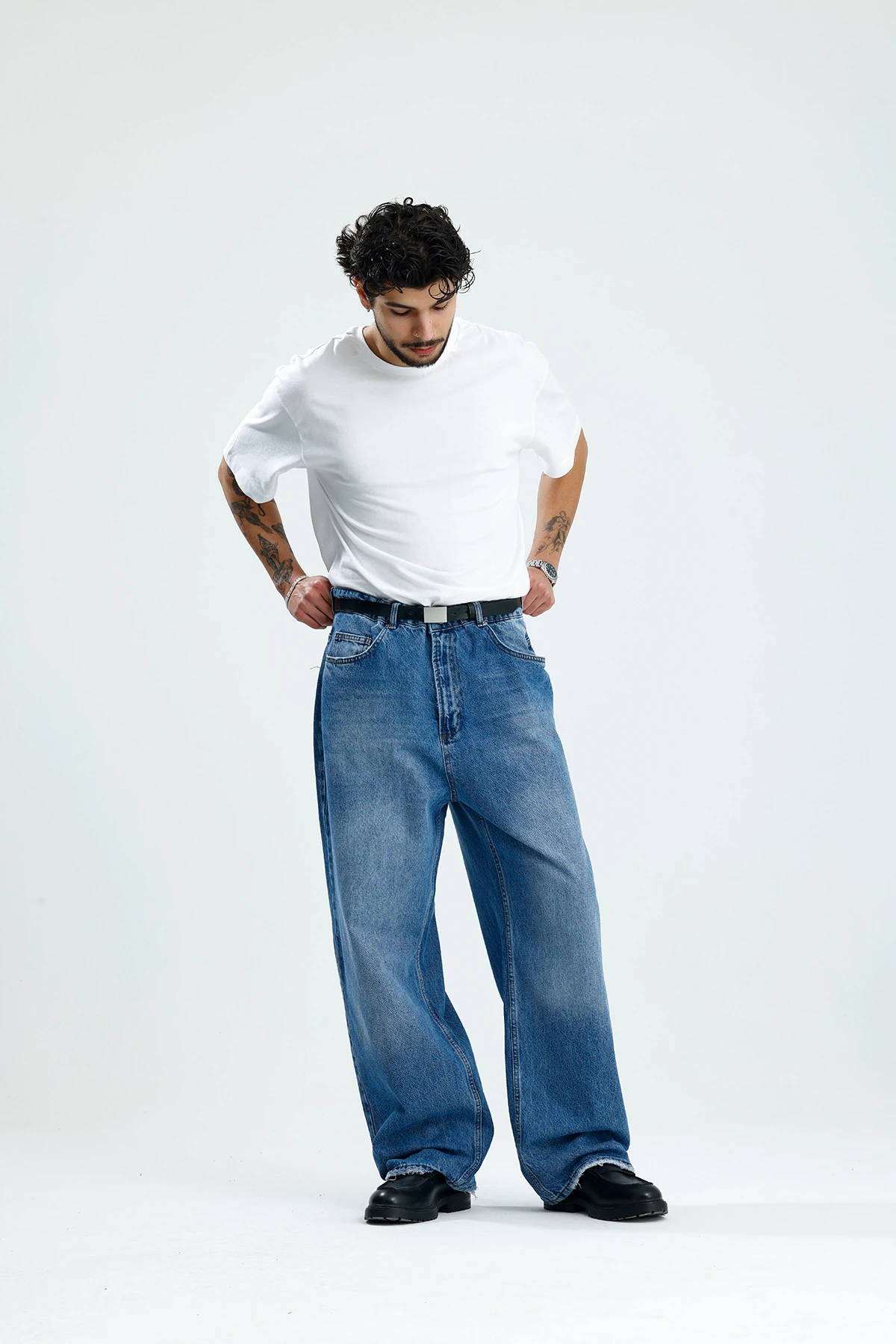 Mavi Yıkamalı Premium Baggy Jean 