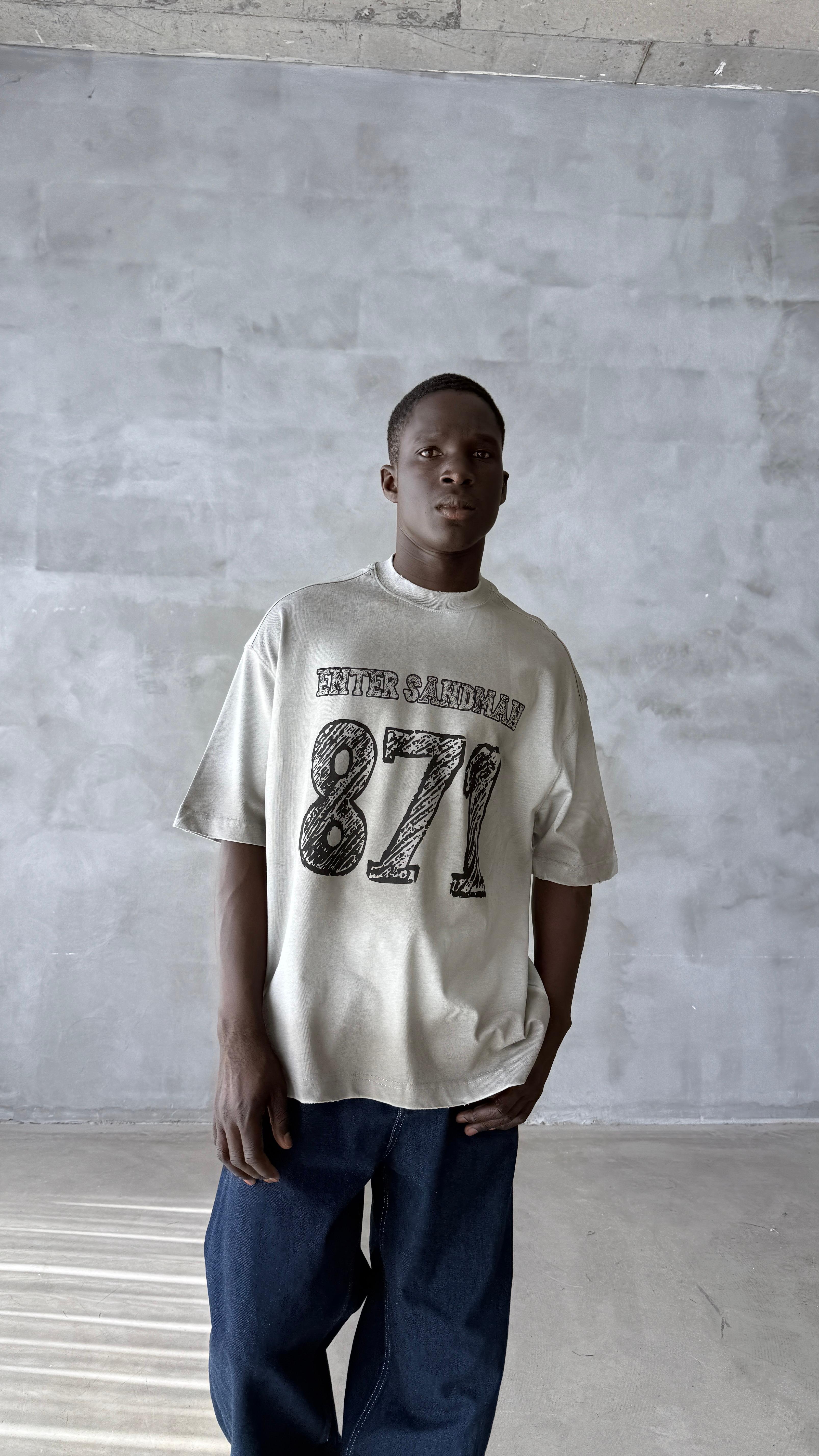 Koyu Gri Yıkamalı 871 Oversize Tişört 