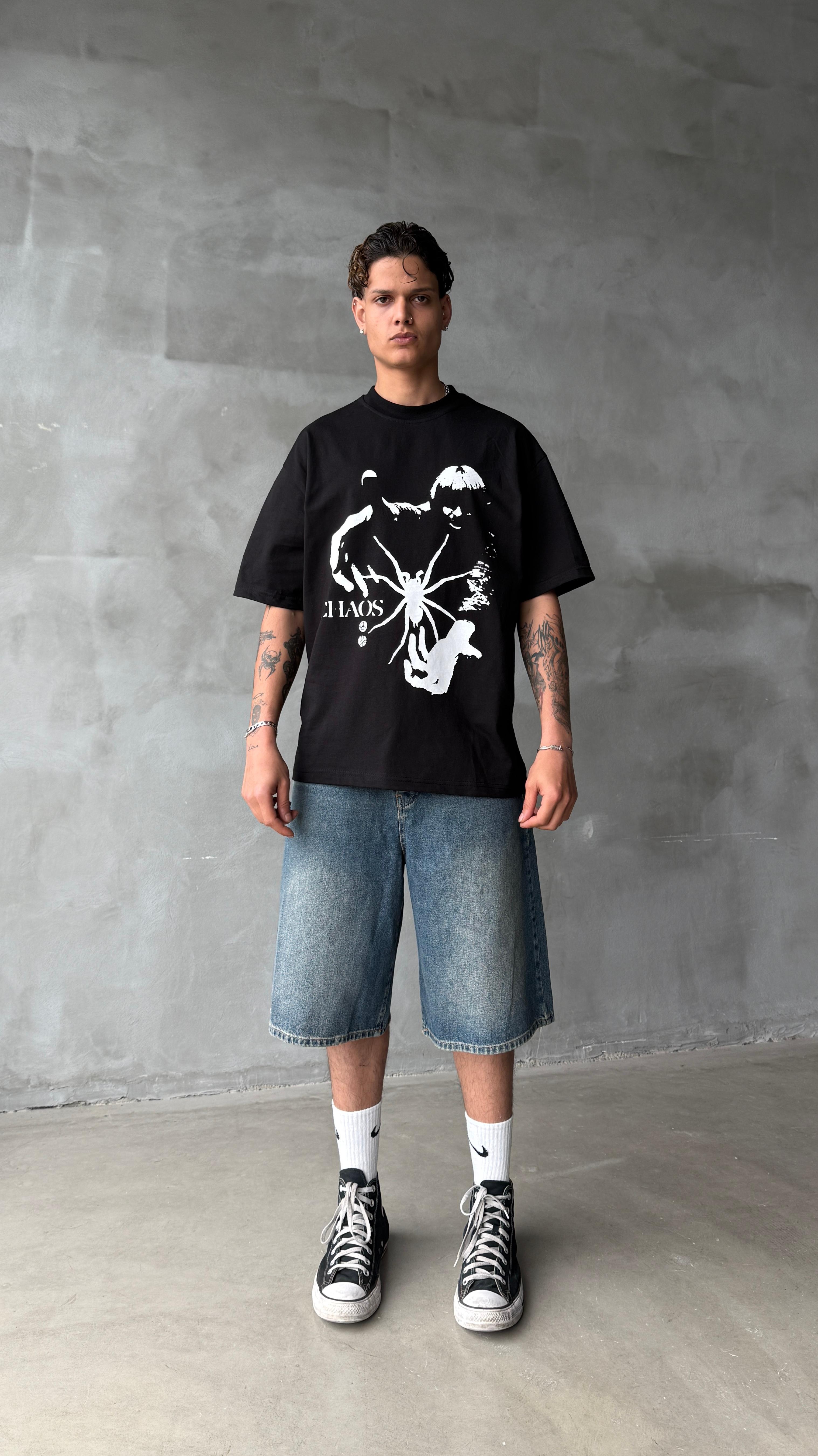 Chaos Siyah Oversize Tişört 