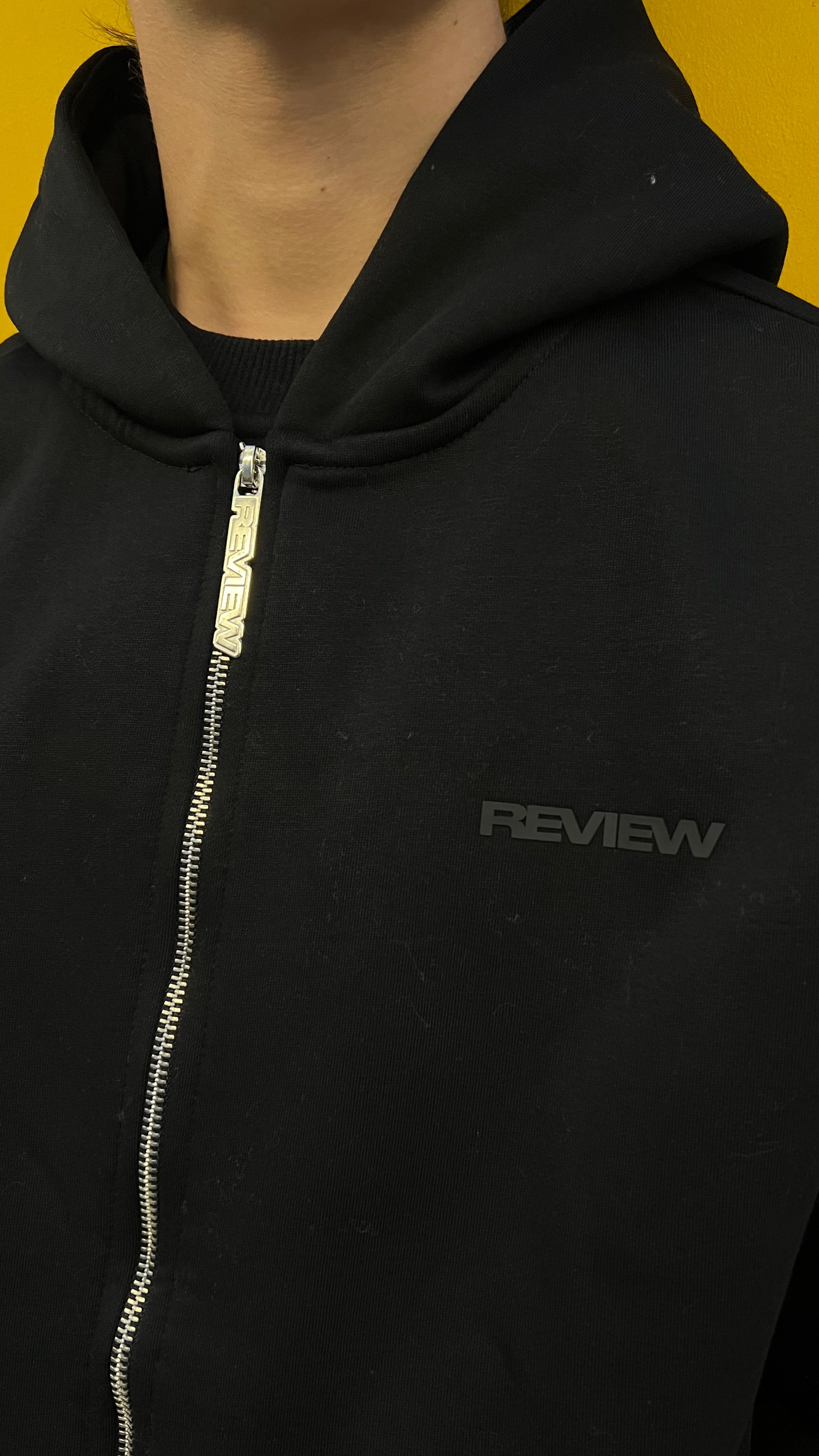 RW Black Basic Oversize Zipper Hoodie