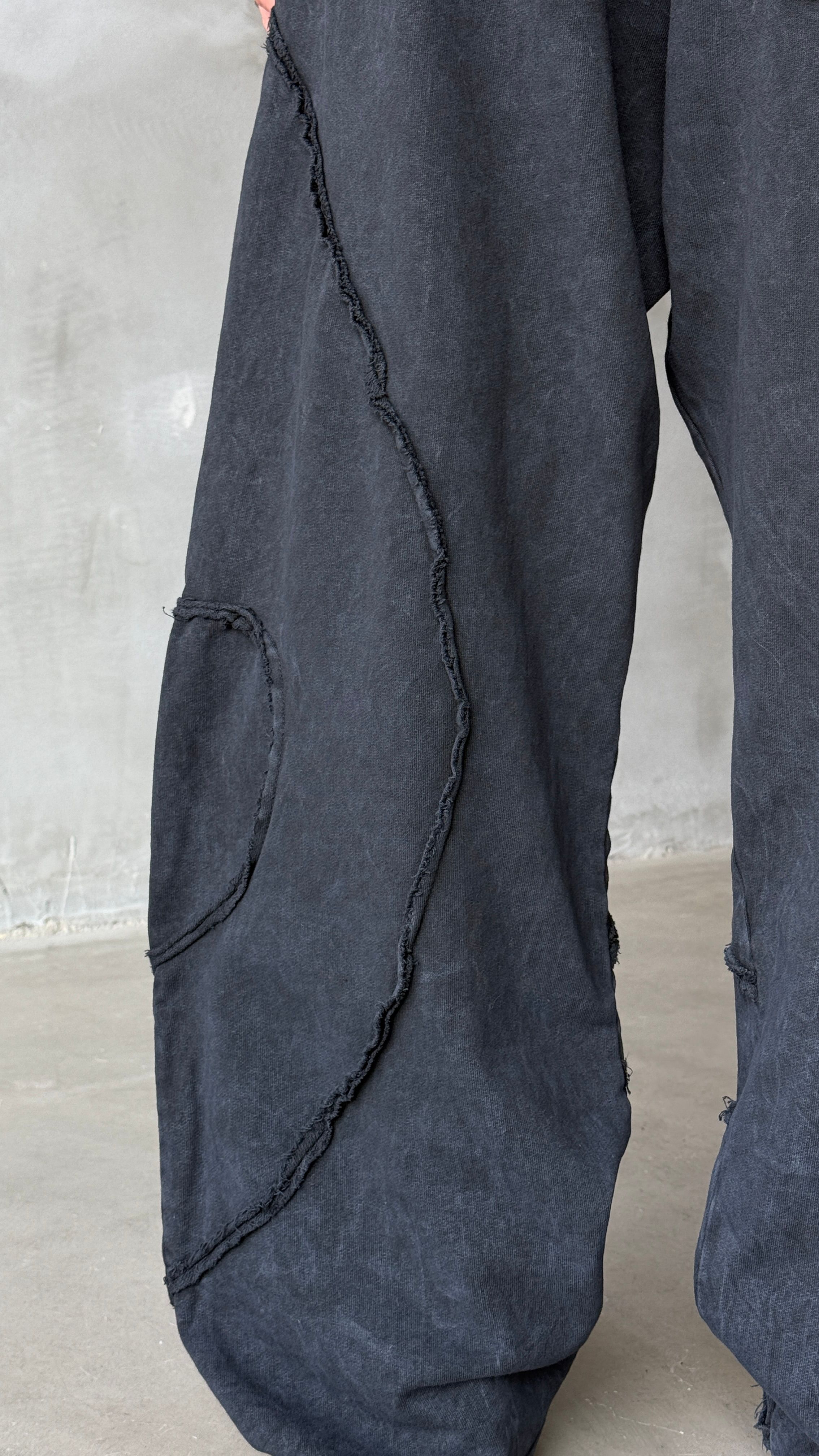 Ters Dikiş Antrasit Yıkamalı Mevsimlik Premium Baggy Sweatpant
