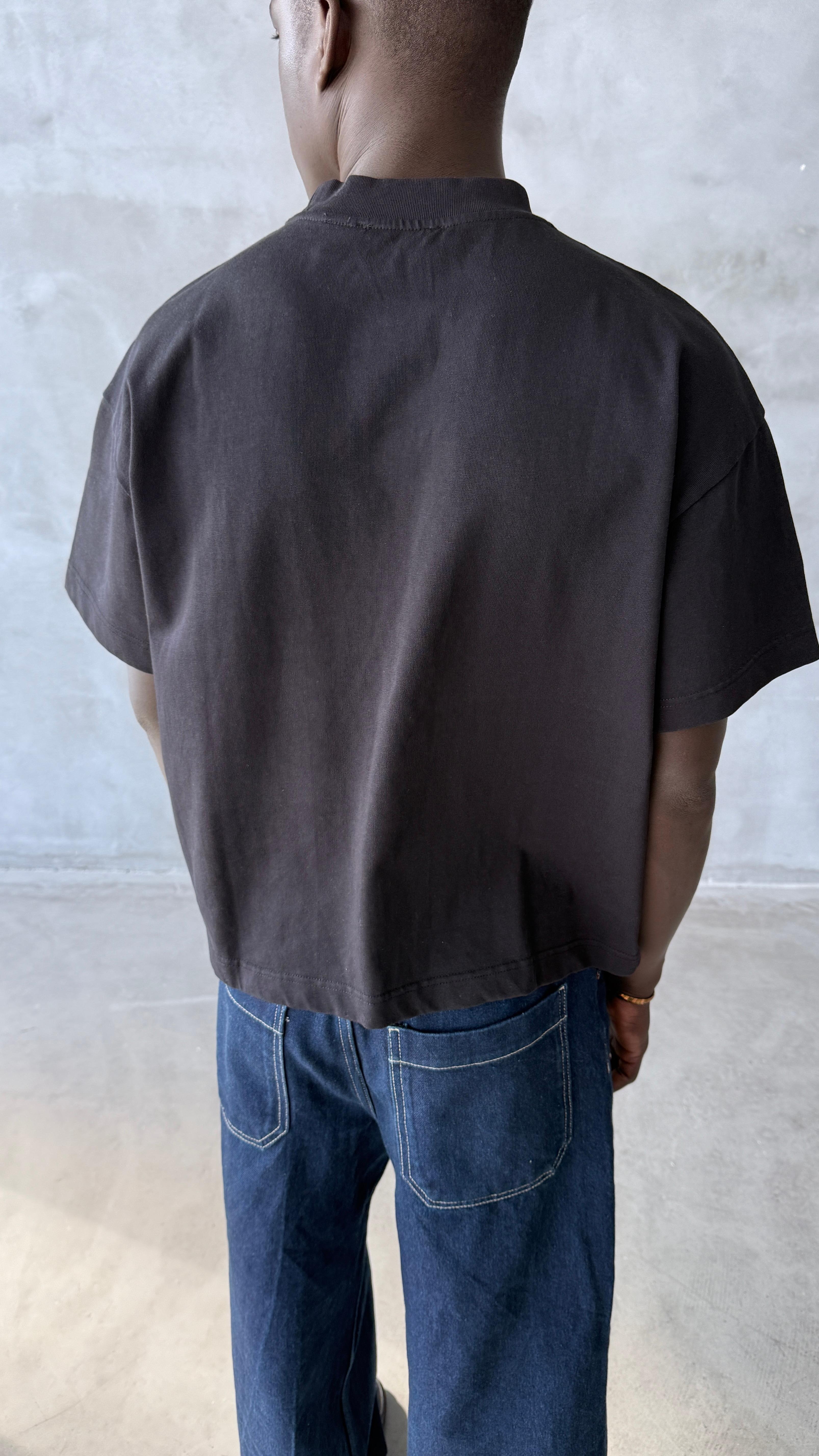 Black Basic Premium Cropped Fit Tişört 