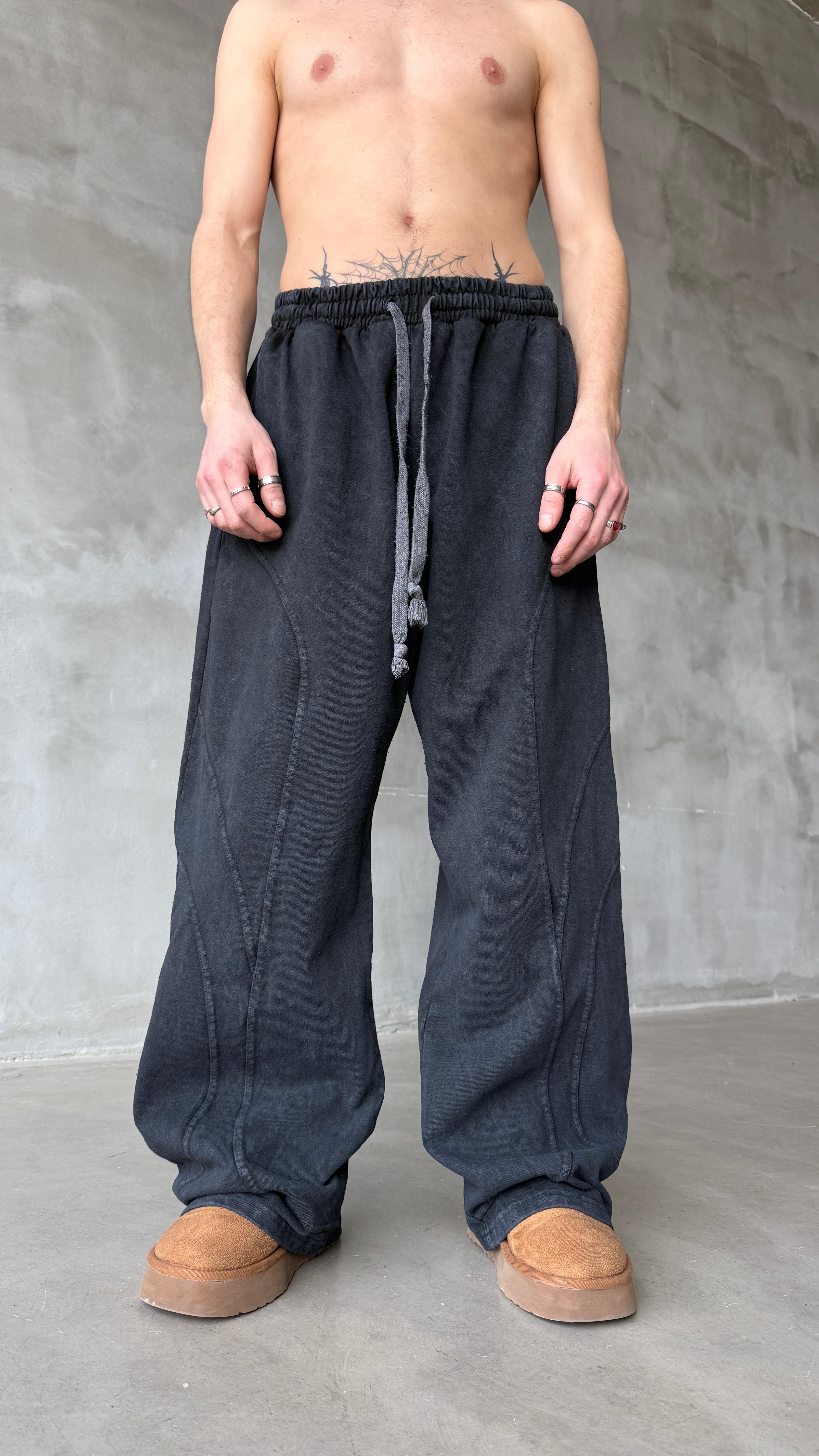 Claw Lines Antrasit Yıkamalı Mevsimlik Premium Baggy Sweatpant