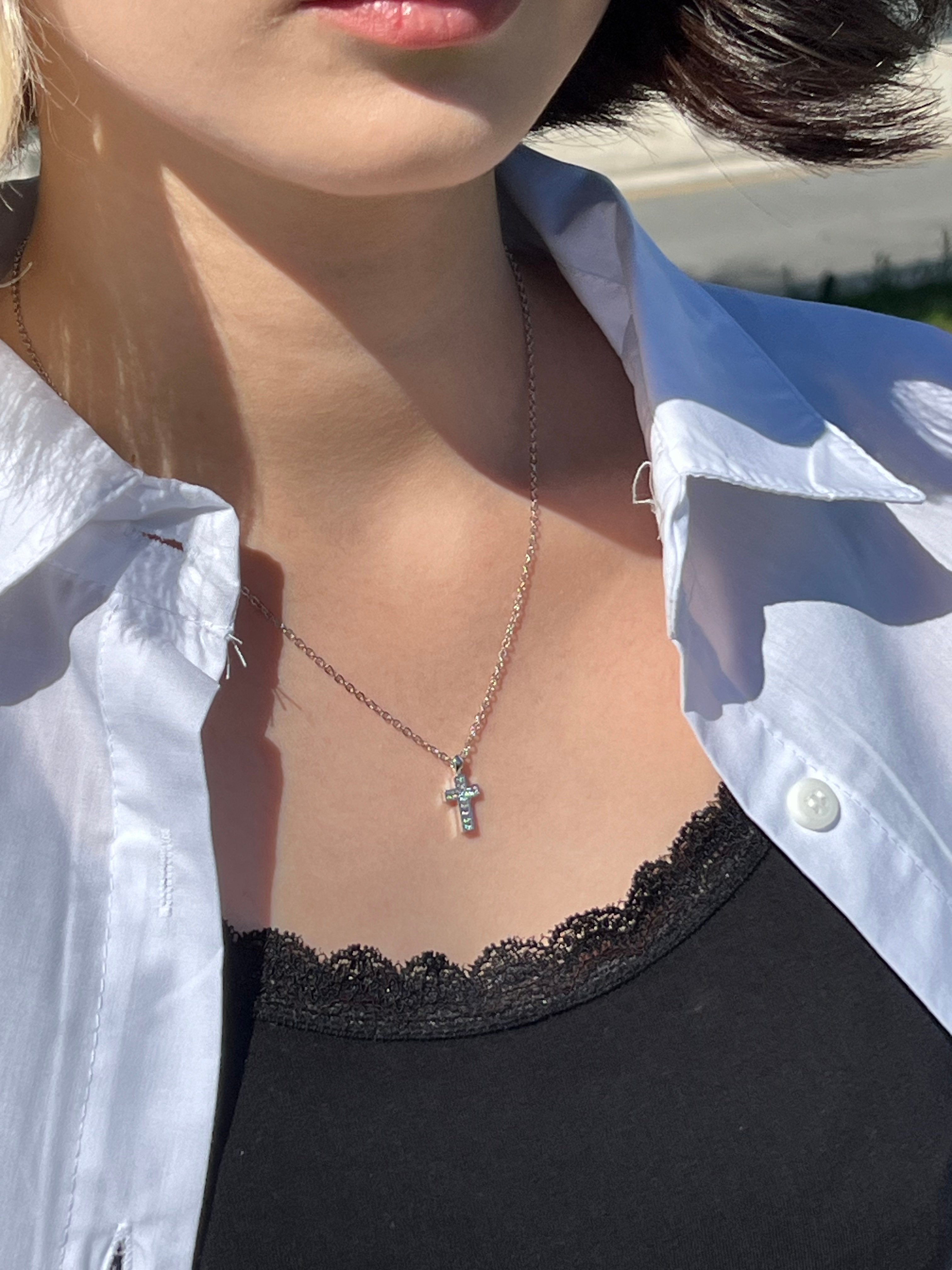 Cross Silver Color Necklace