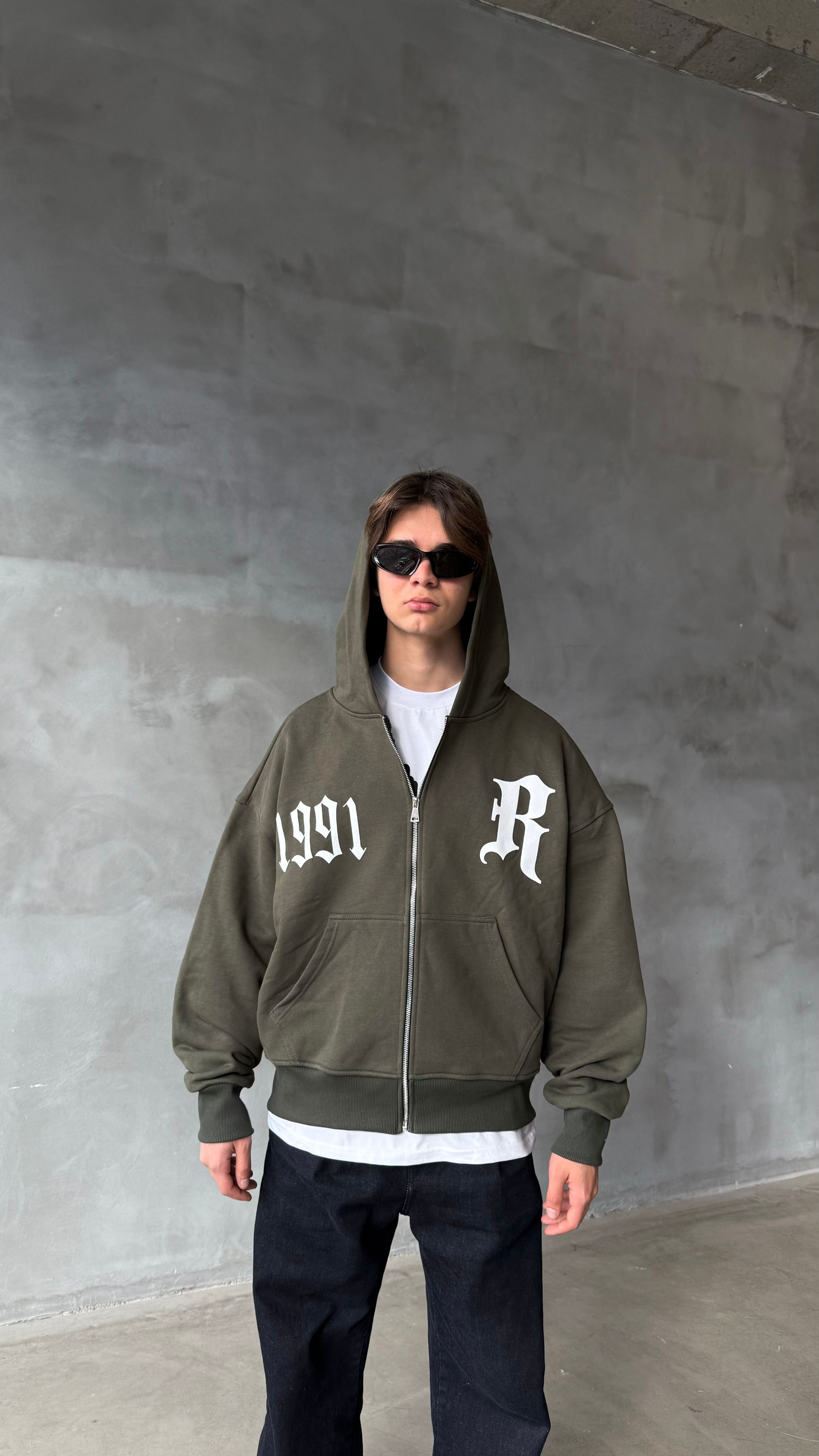 1991 Haki Premium Oversize Zipper Hoodie