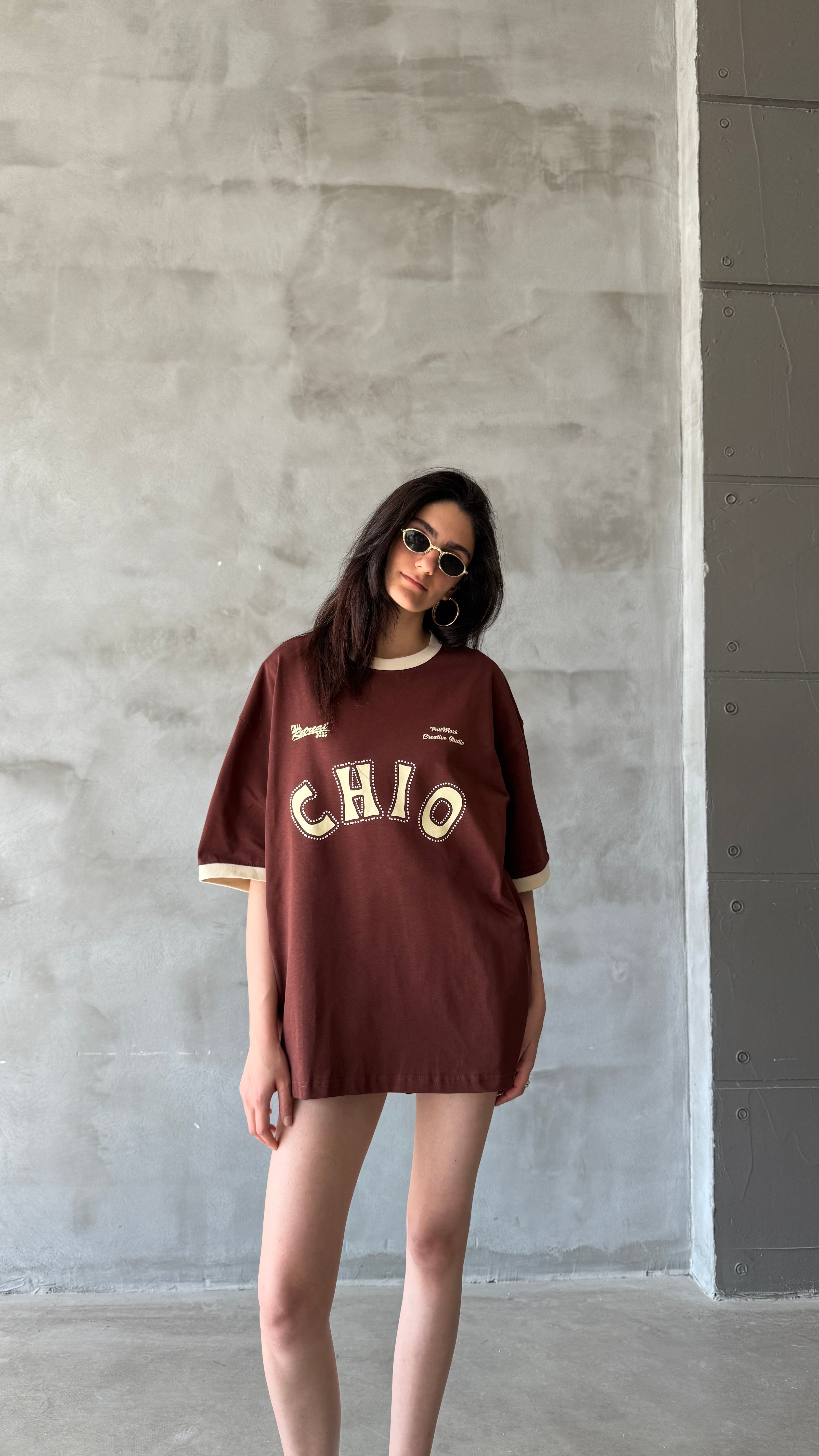 Kahve Chio Oversize Tişört