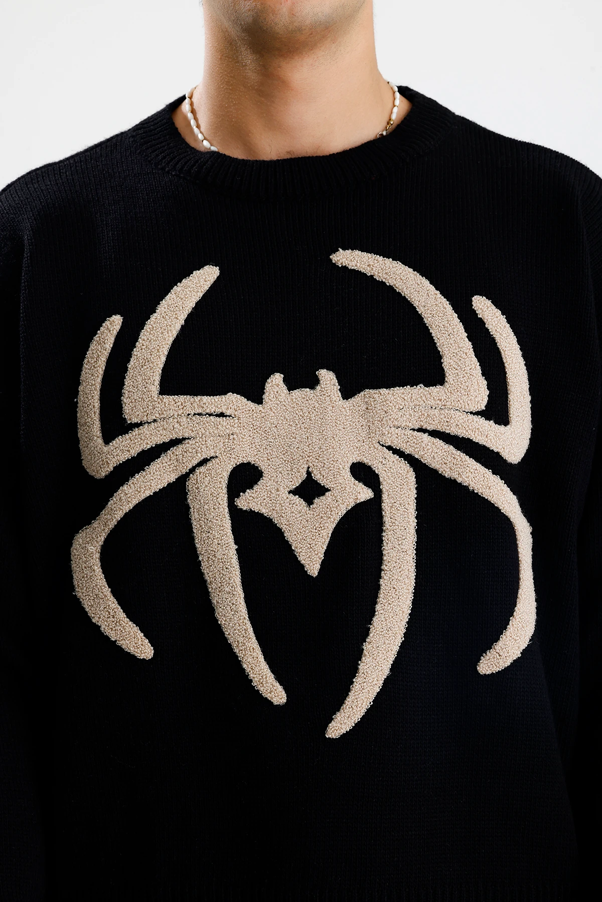 Spider Nakış İşlemeli Premium Oversize Triko Kazak