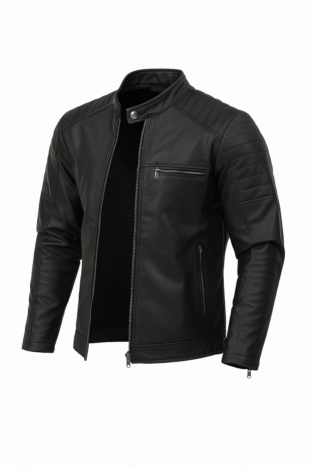 Erkek Siyah Dar Kesim Yeni Sezon Deri Ceket Mont