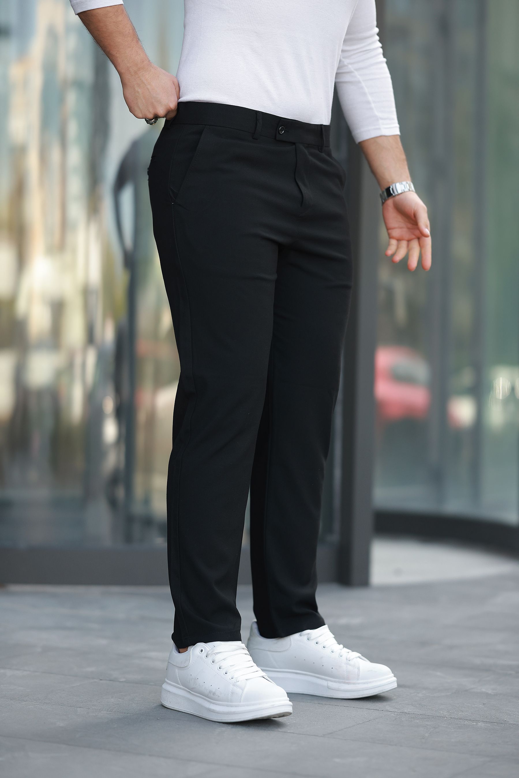 Erkek İtalyan Kesim Slim Fit Kaliteli Esnek Likralı Bilek Boy Kumaş Pantolon