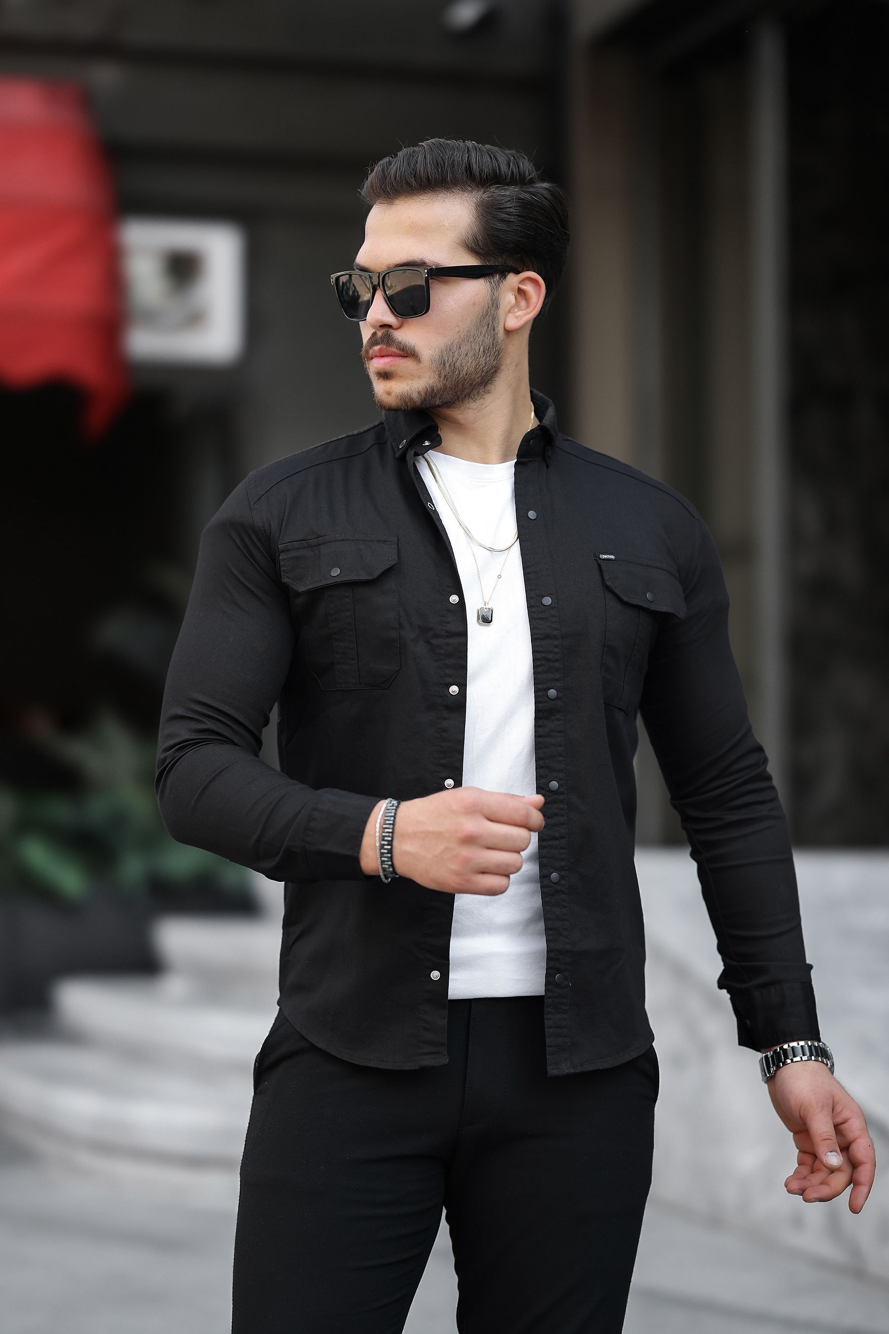 Mero Life Erkek Slim Fit Dar Kesim Kot Gömlek