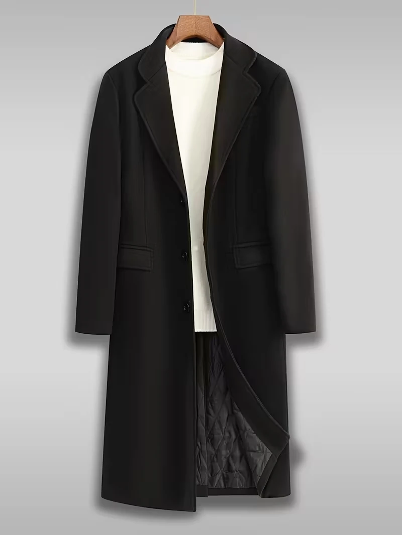 Mero Life Erkek Dar Kesim Uzun Yün Karışımlı Kaşe Kaban