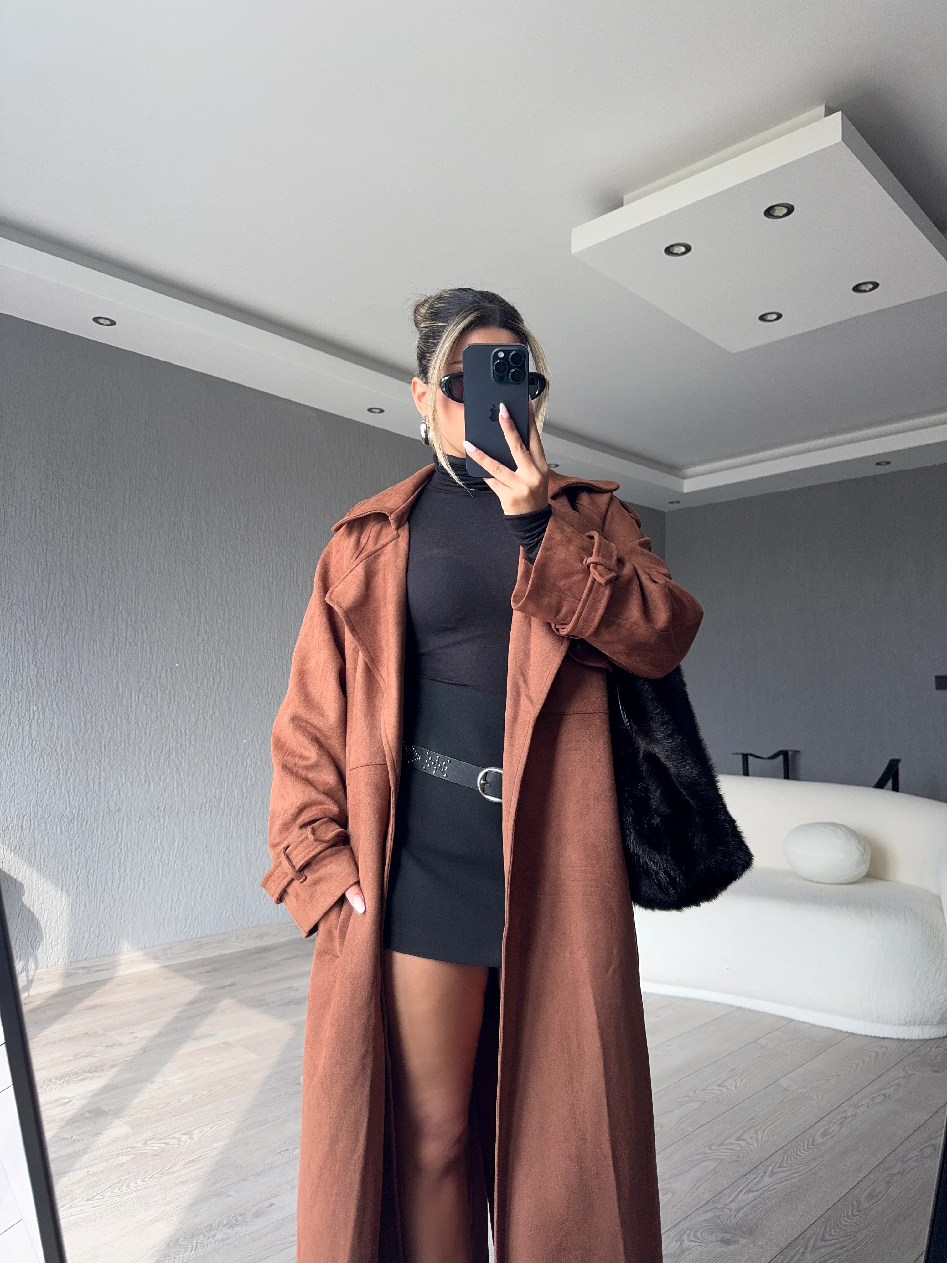 KUŞAKLI SÜET TRENÇKOT