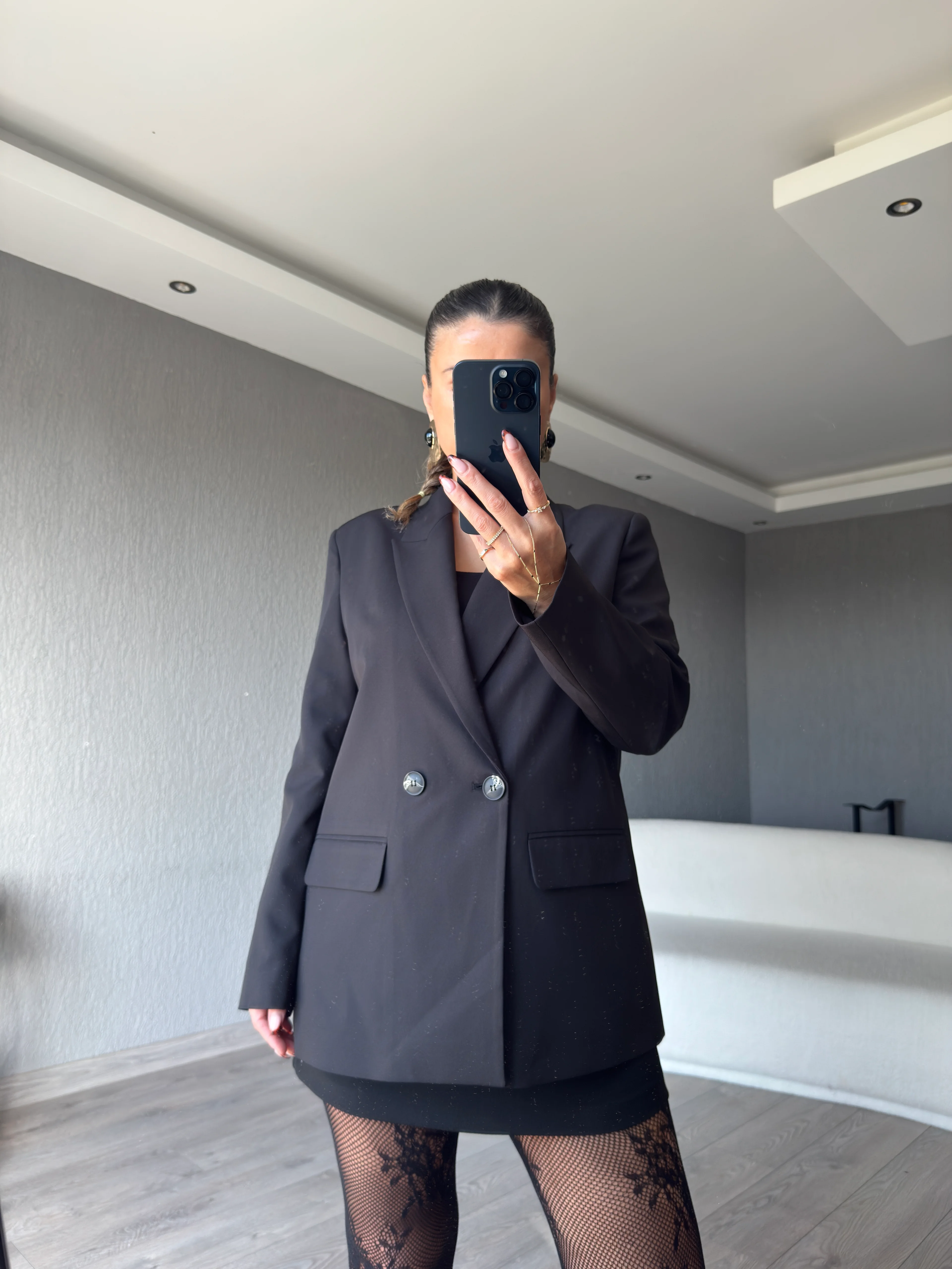 SİYAH OVERSİZE BLAZER CEKET 