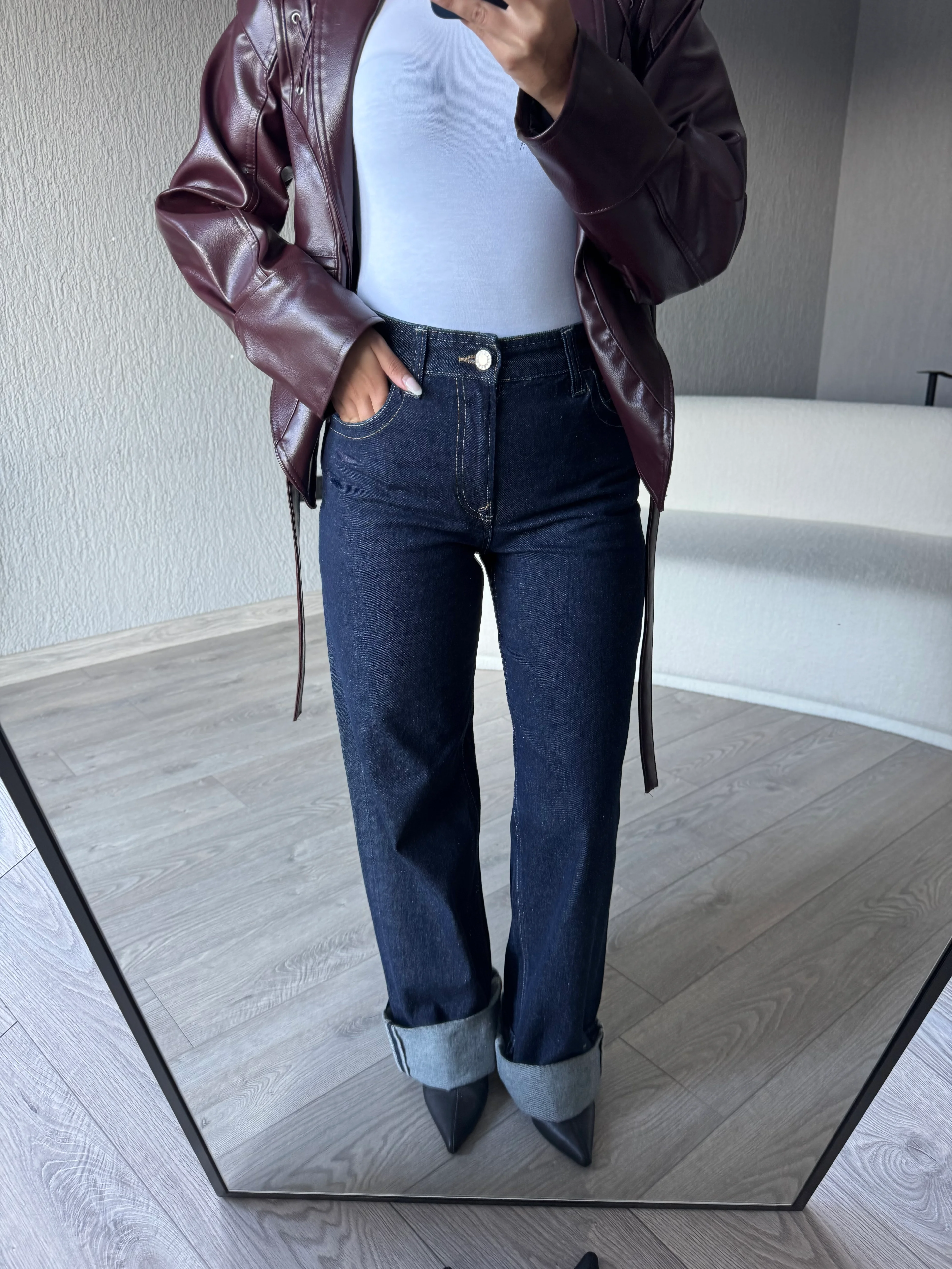 PAÇASI KATLI KOYU LACİVERT JEAN