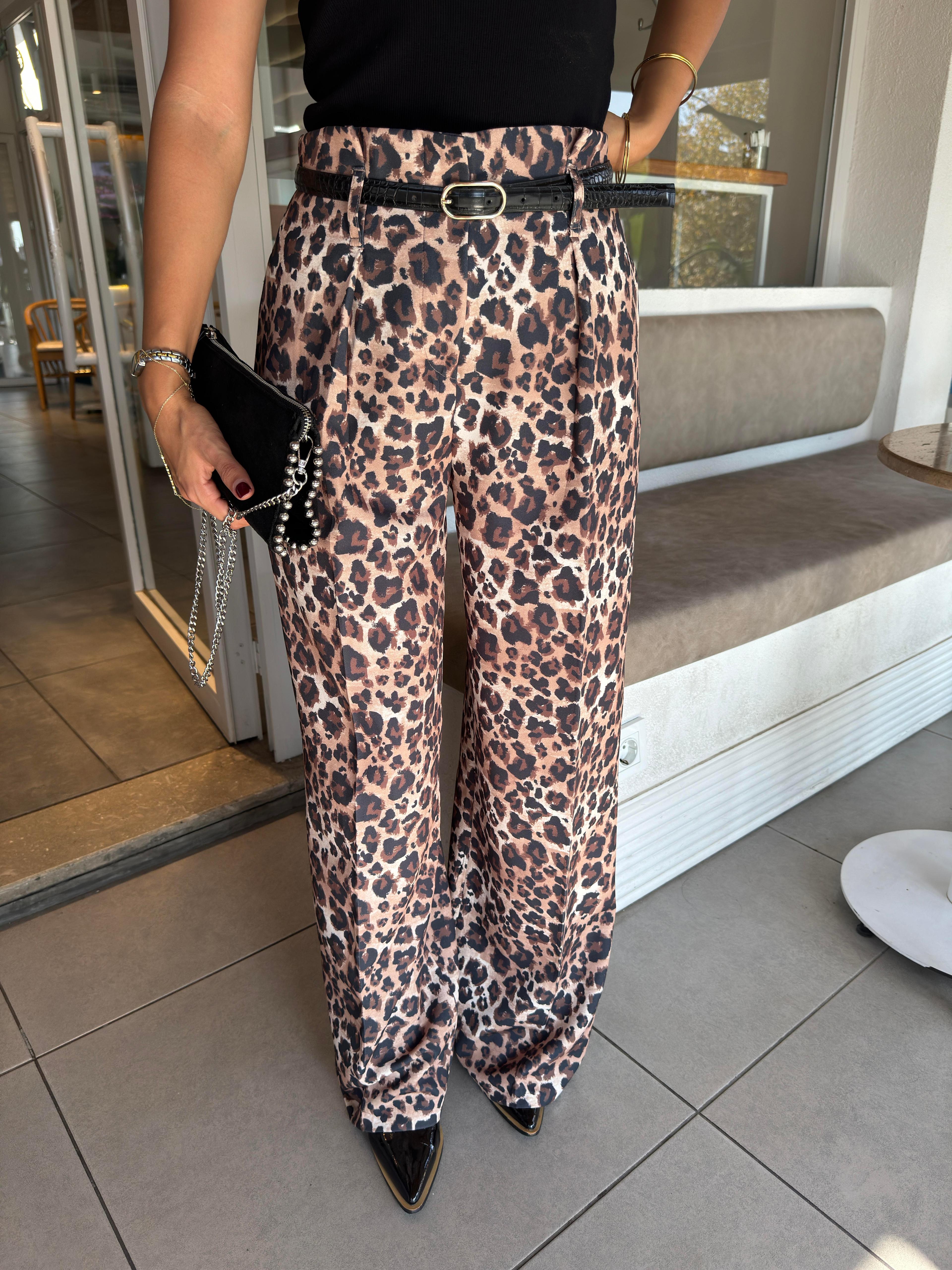 KEMERLİ LEOPAR PANTOLON