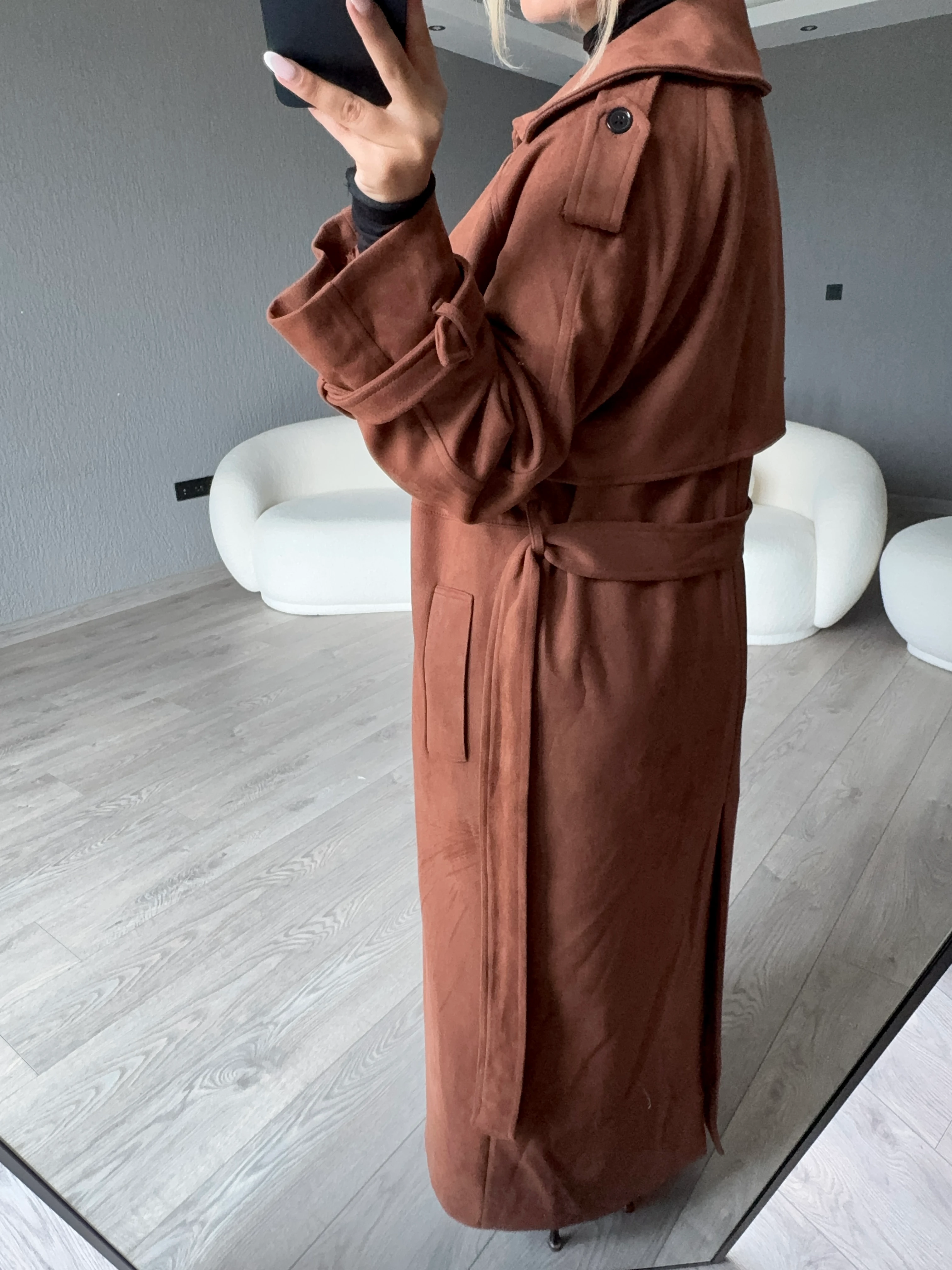 KUŞAKLI SÜET TRENÇKOT