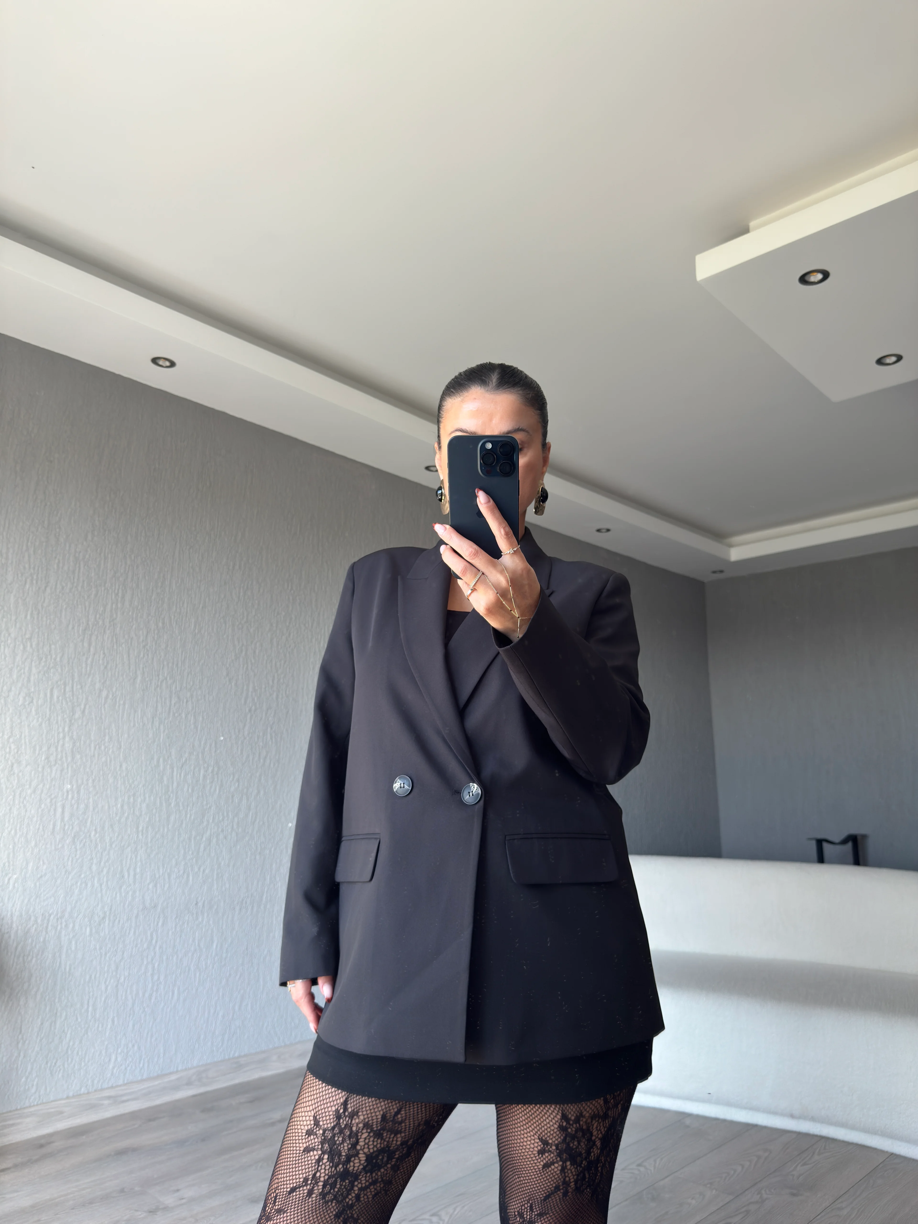 SİYAH OVERSİZE BLAZER CEKET 