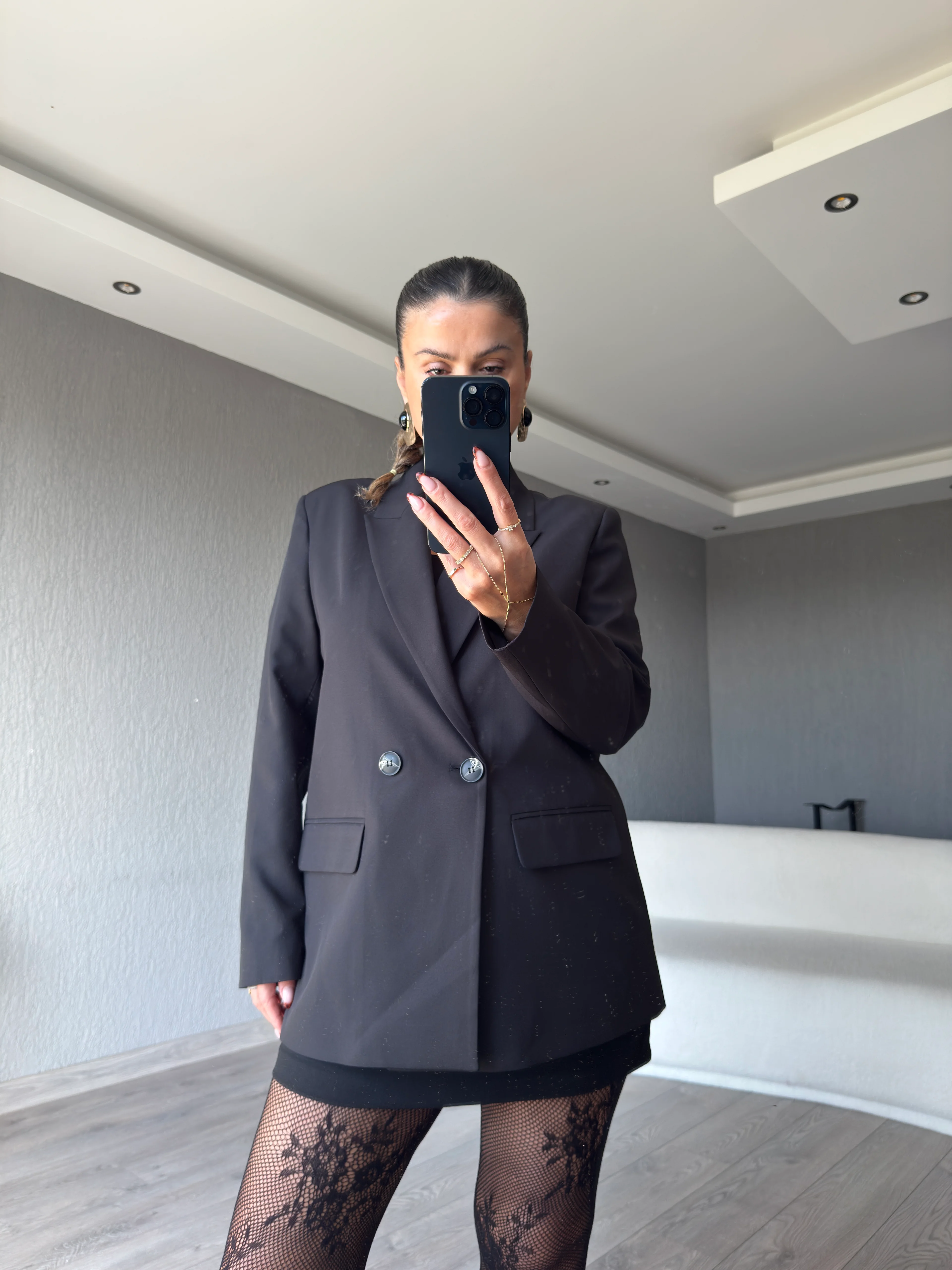 SİYAH OVERSİZE BLAZER CEKET 