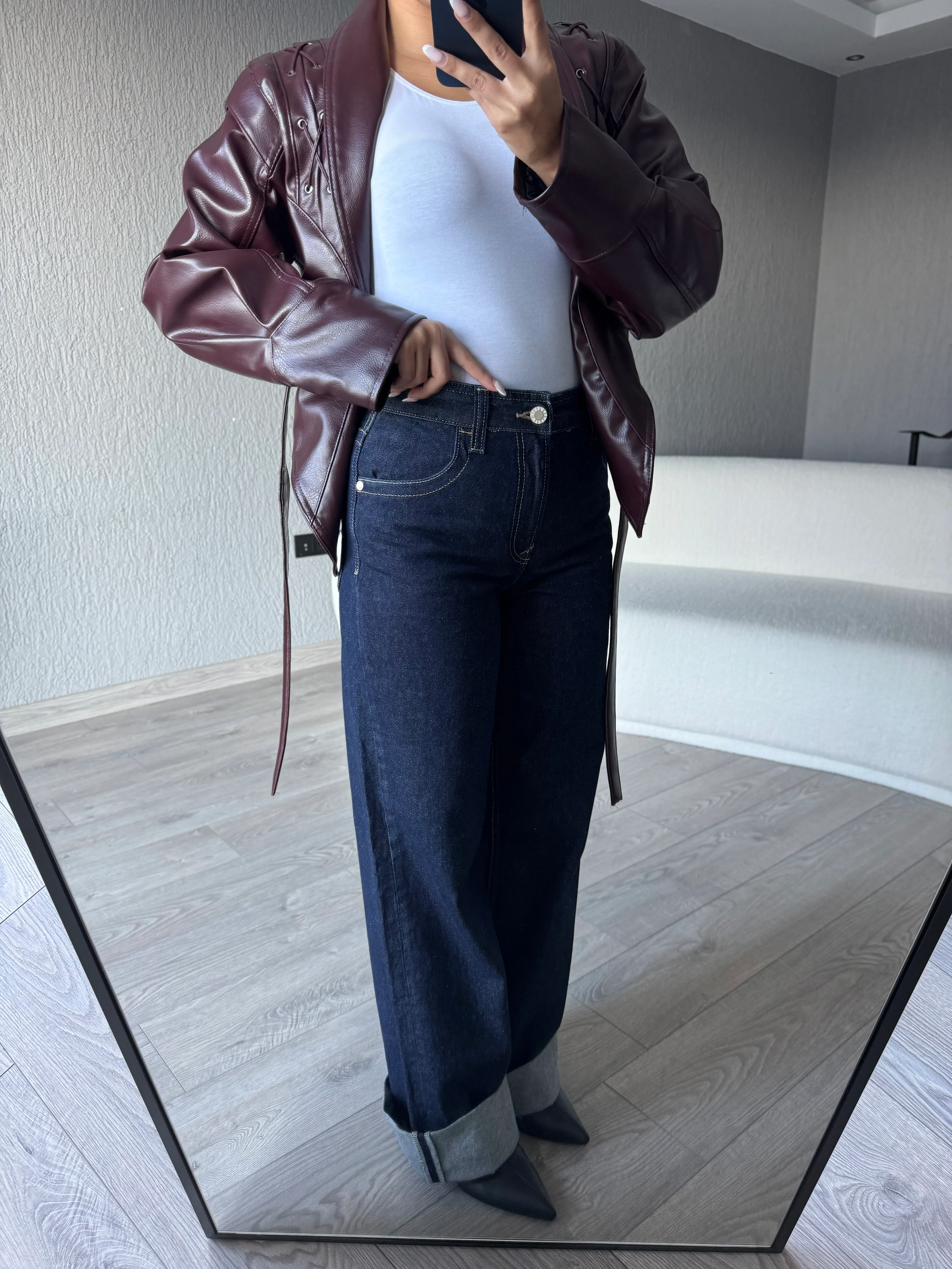 PAÇASI KATLI KOYU LACİVERT JEAN