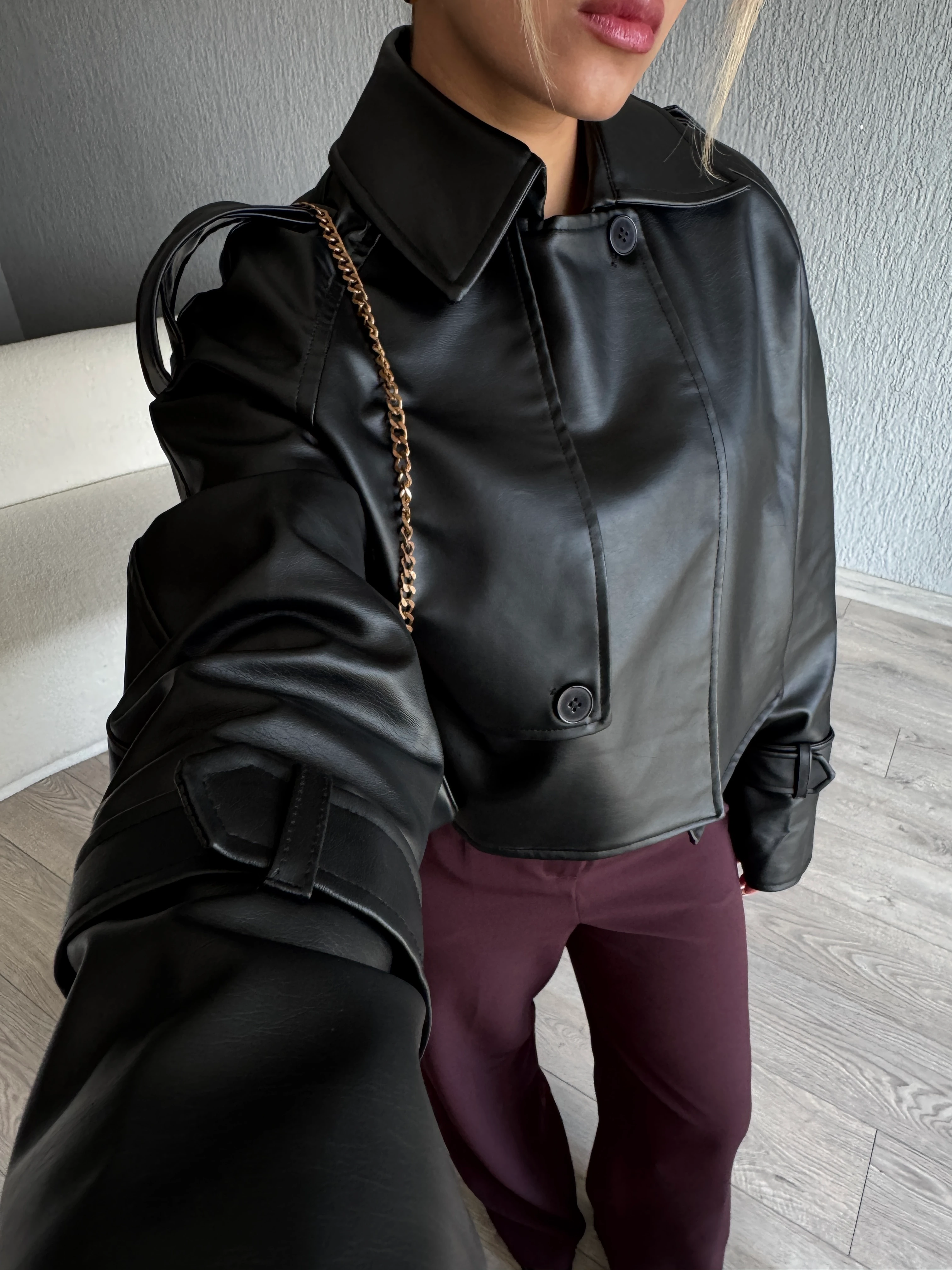 MARKA MODEL ÖNÜ TEK DÜĞMELİ DERİ CEKET