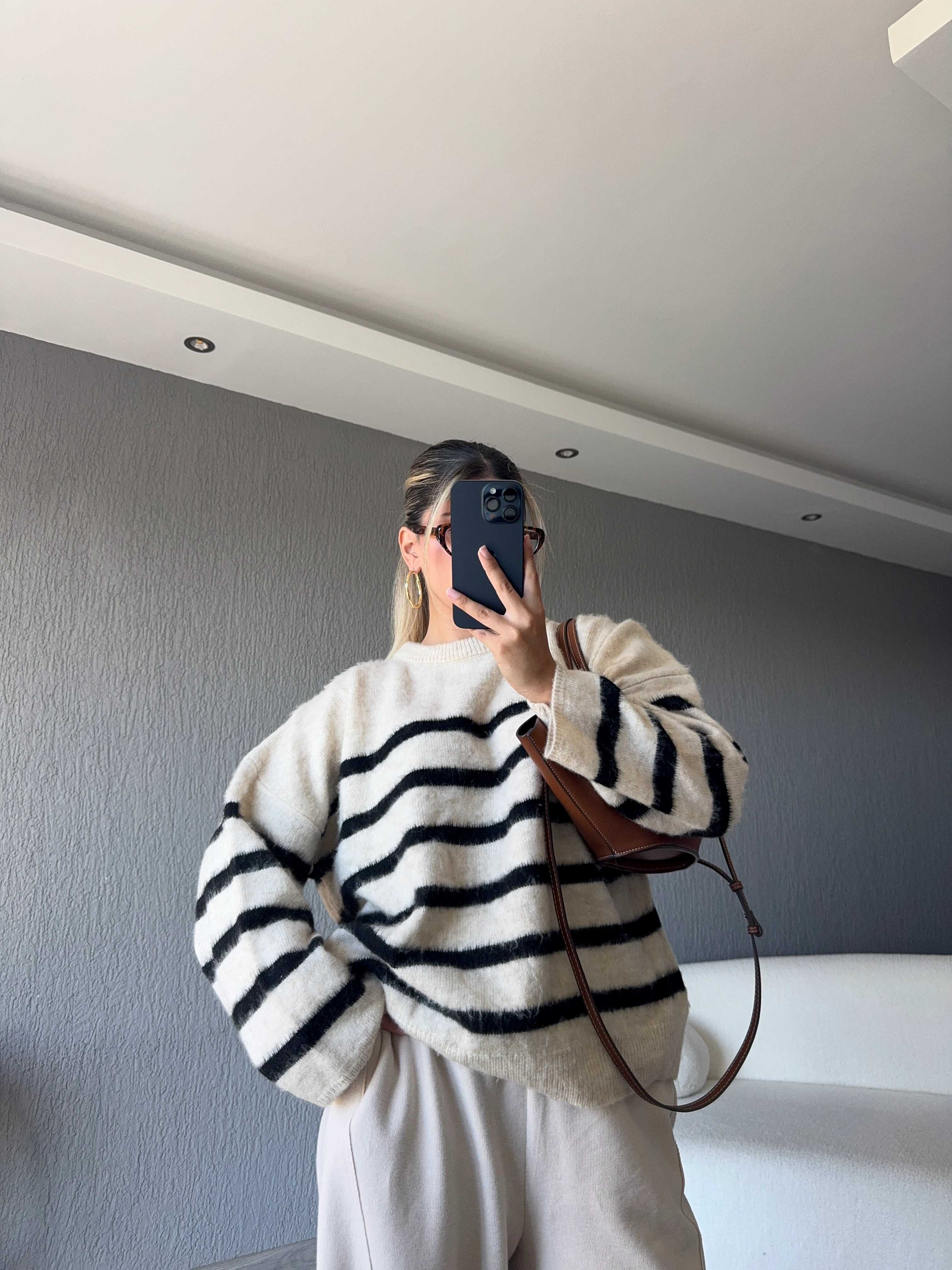 ÇİZGİLİ YÜN KARIŞIMLI KAZAK