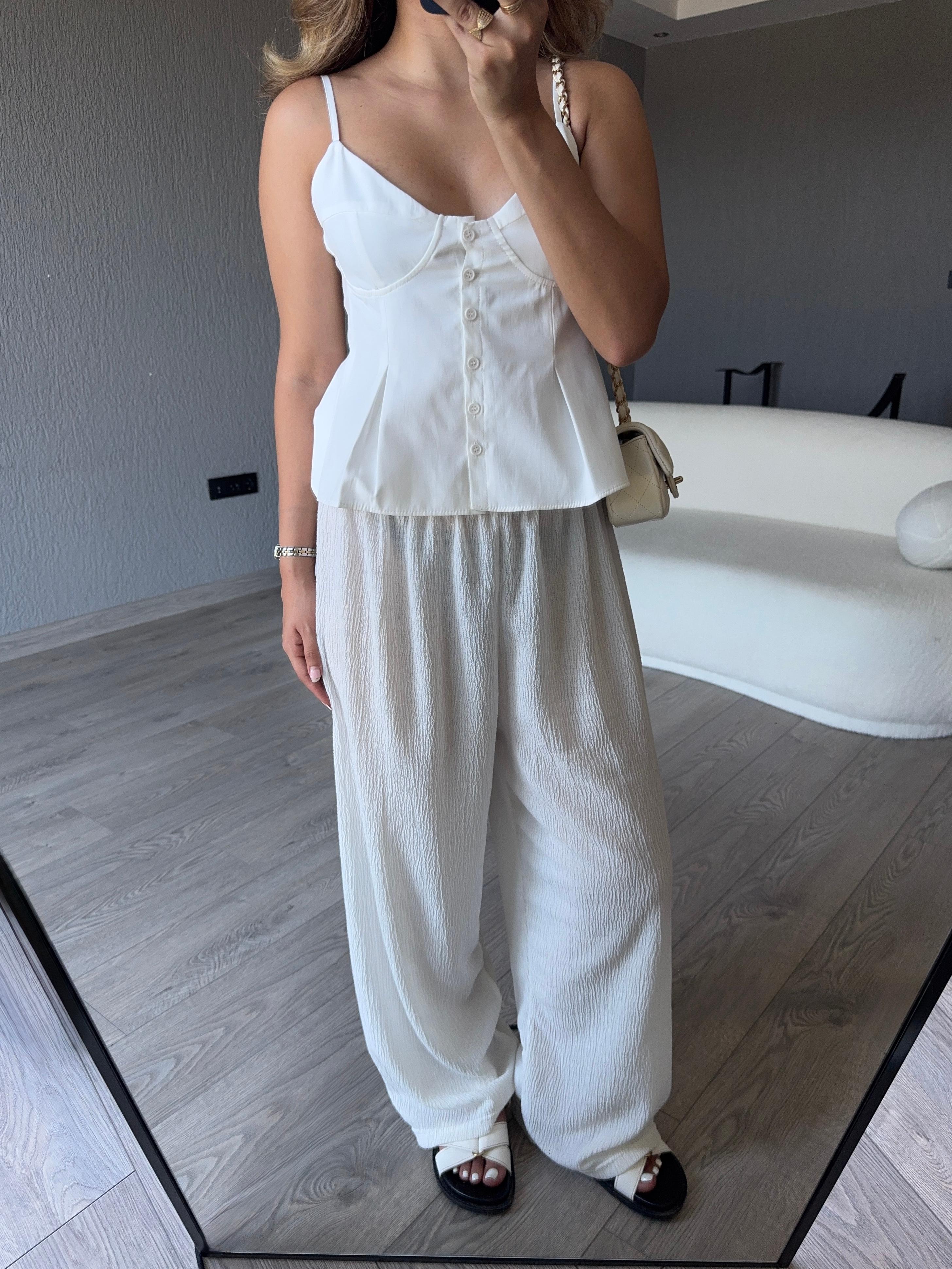 POPLİN DÜĞME DETAYLI CROP