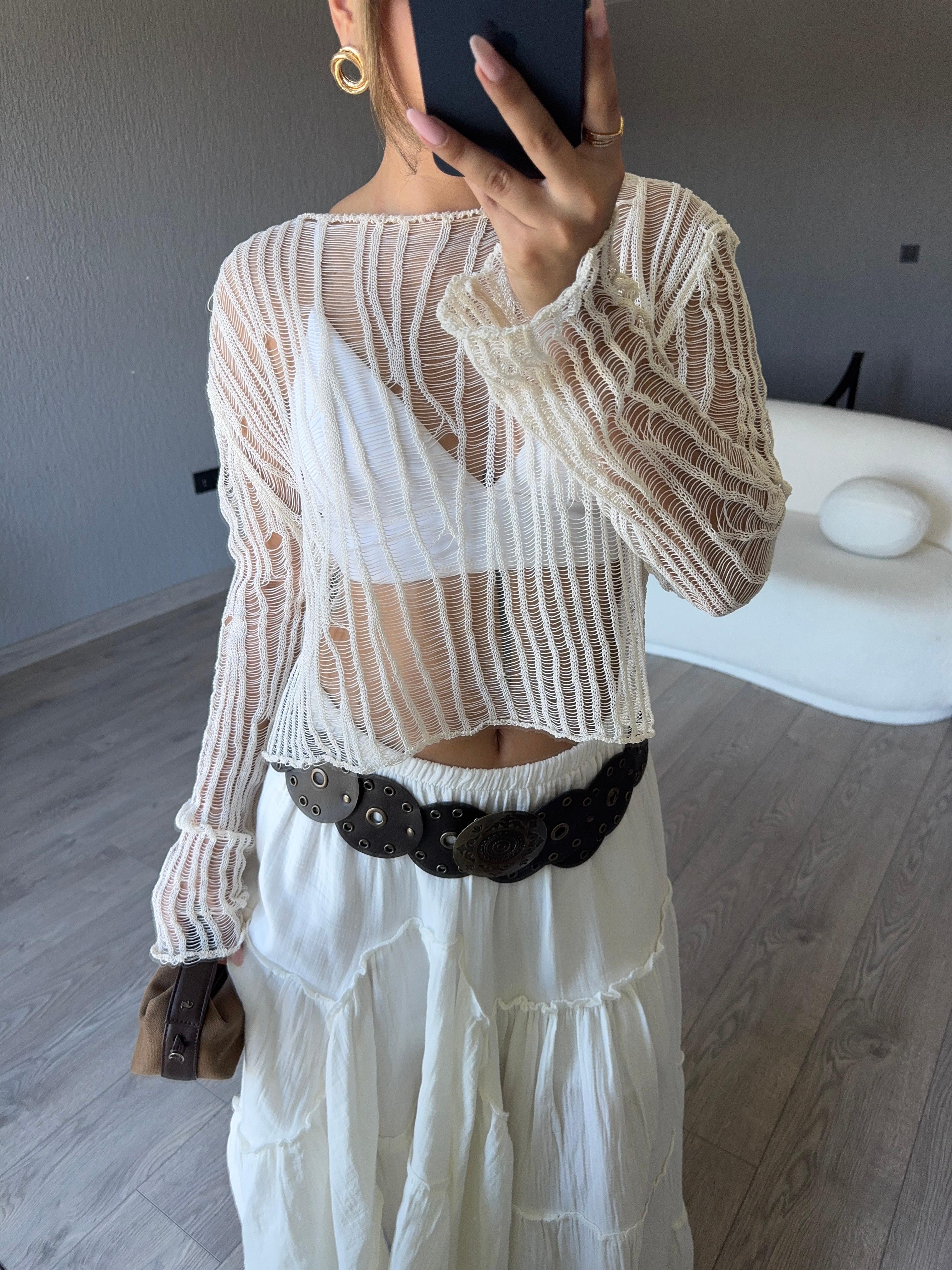 AJURLU TRİKO BLUZ