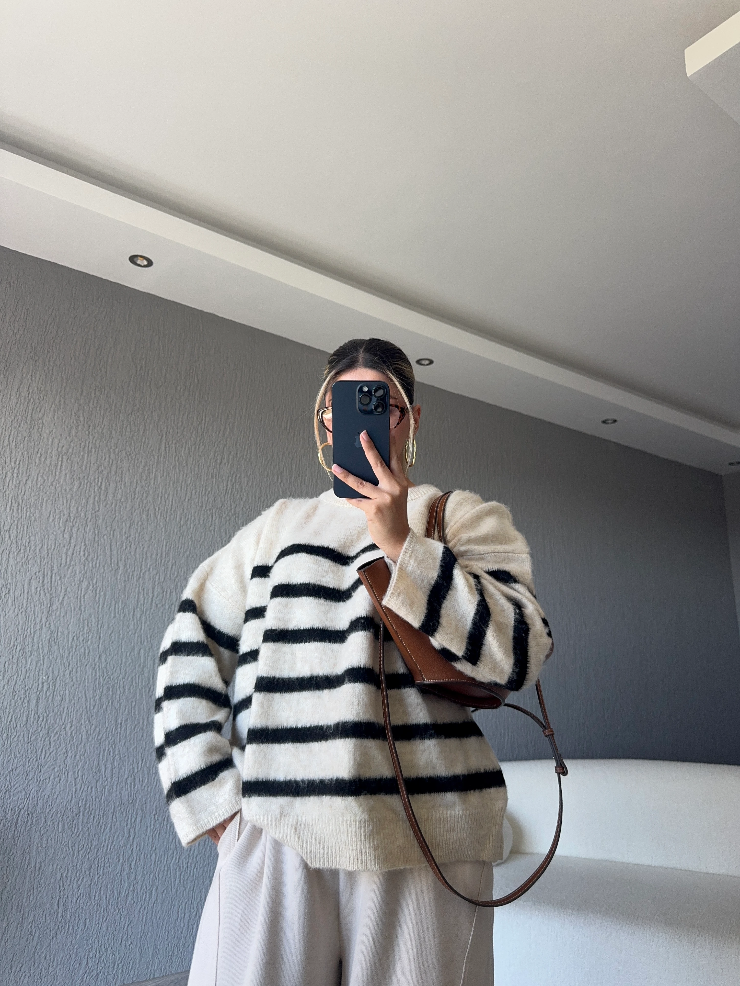 ÇİZGİLİ YÜN KARIŞIMLI KAZAK