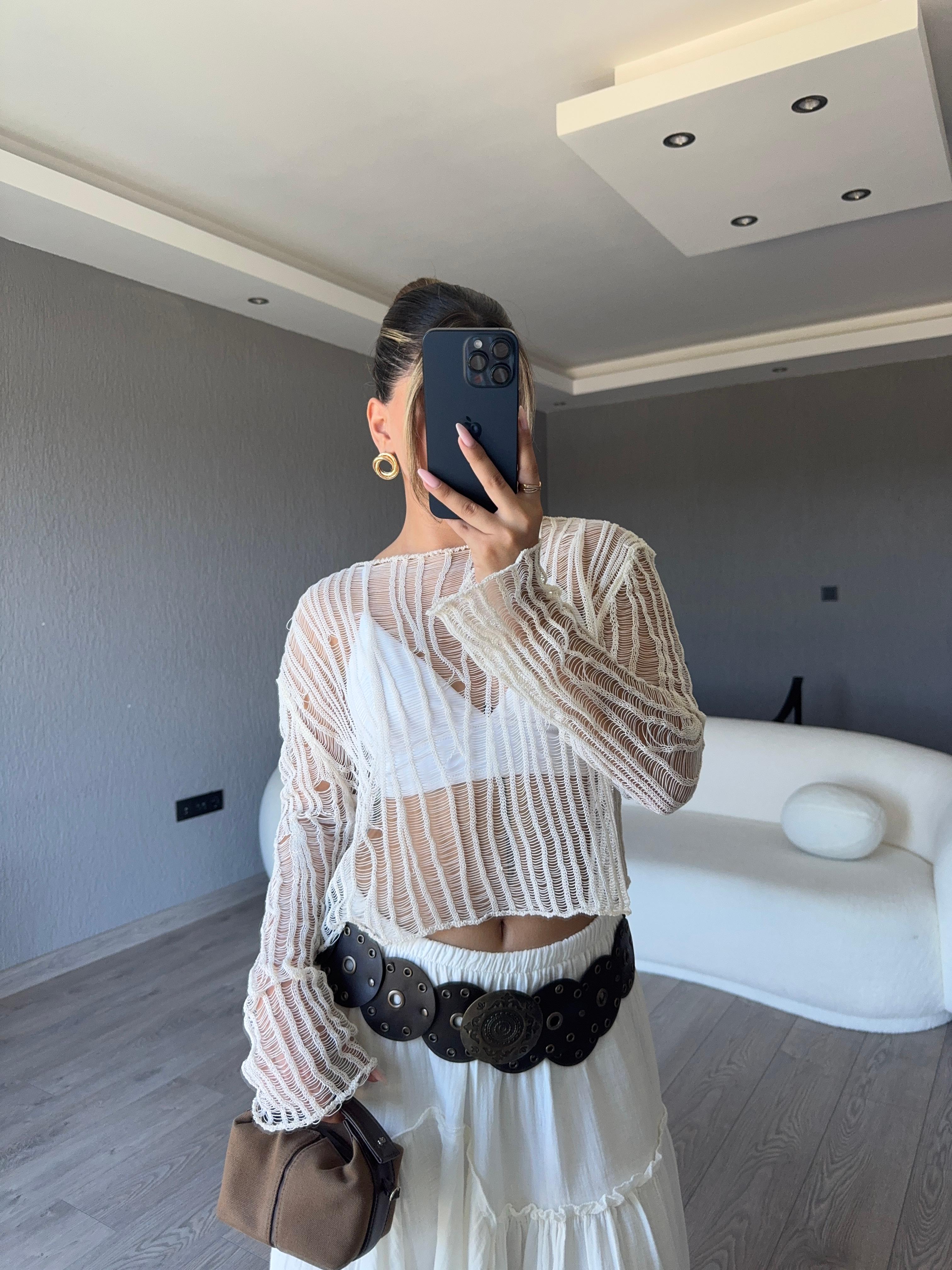 AJURLU TRİKO BLUZ
