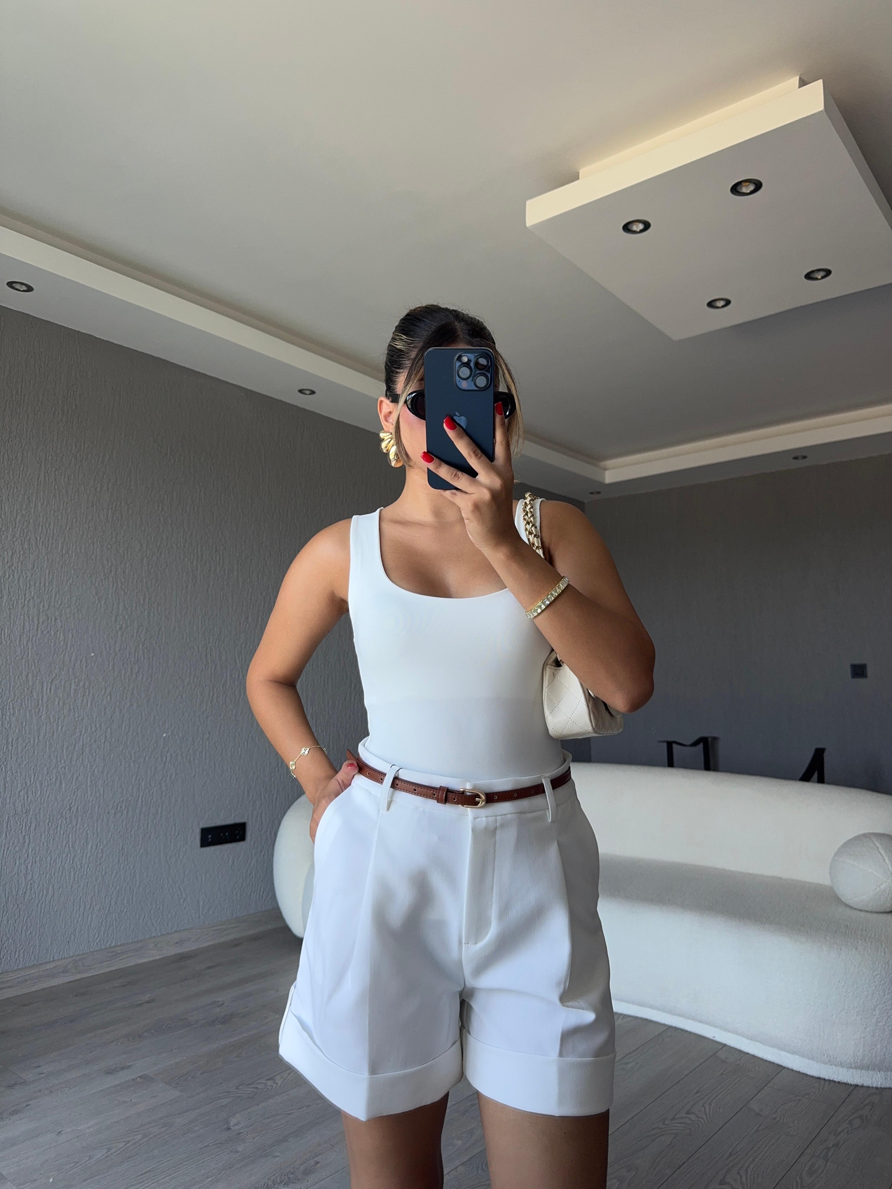 KALIN ASKILI ÇİFT KATLI ATLET  - Beyaz