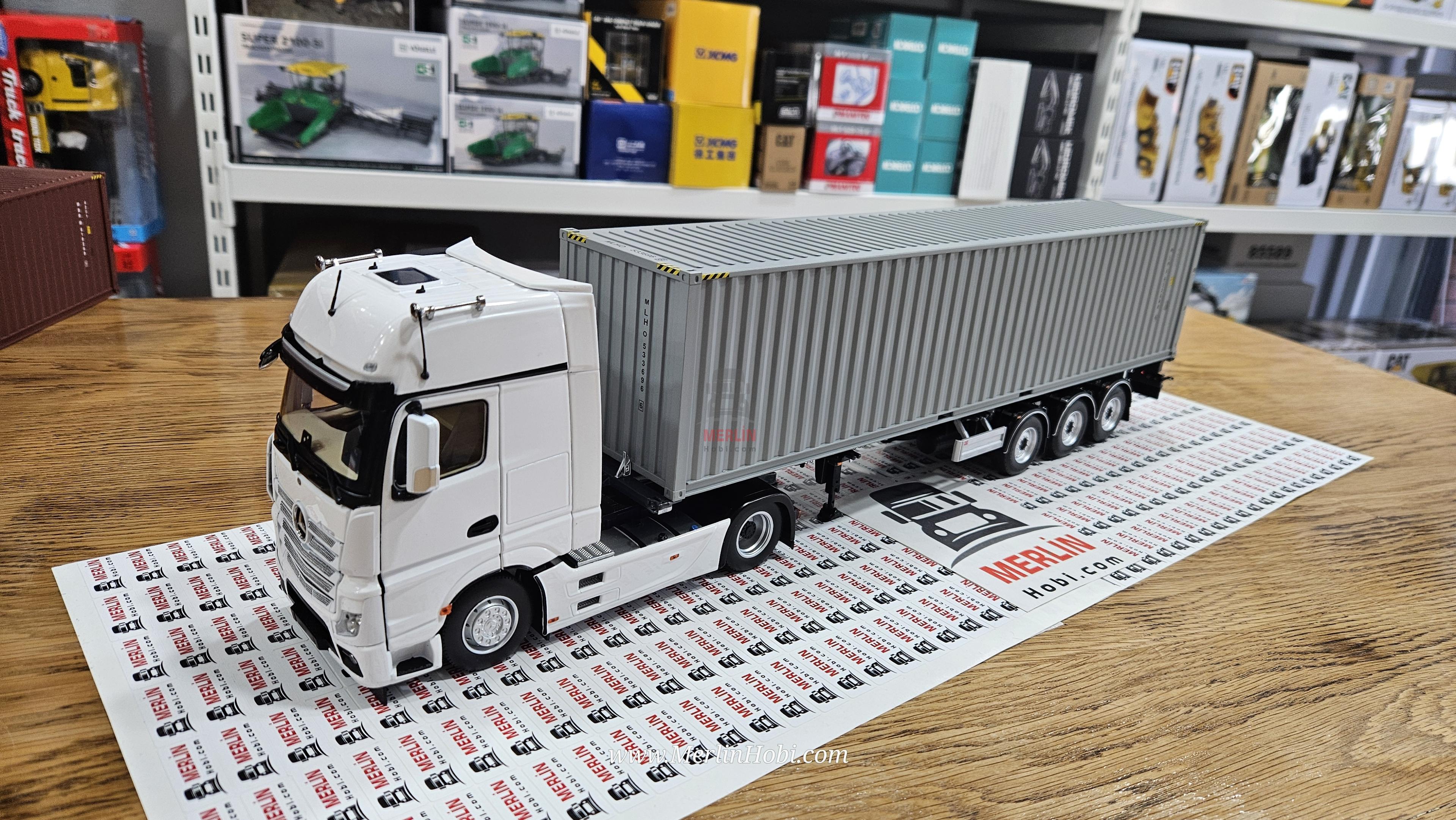 1/32 Marge Mercedes Actros 4x2 + 40ft Gri Konteyner Dorse