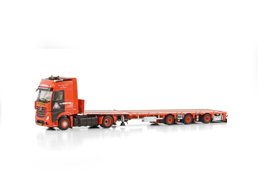 1/50 Van Grinsven; MERCEDES-BENZ ACTROS MP5 GIGA SPACE 4X2 FLATBED MEGA TRAILER - 3 AXLE - Lowbed